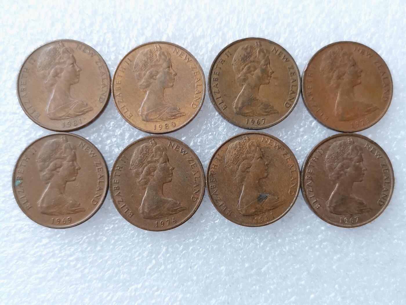 第一海外回流一元起拍收藏 散币专场 第106期 新西兰2分铜币 8枚