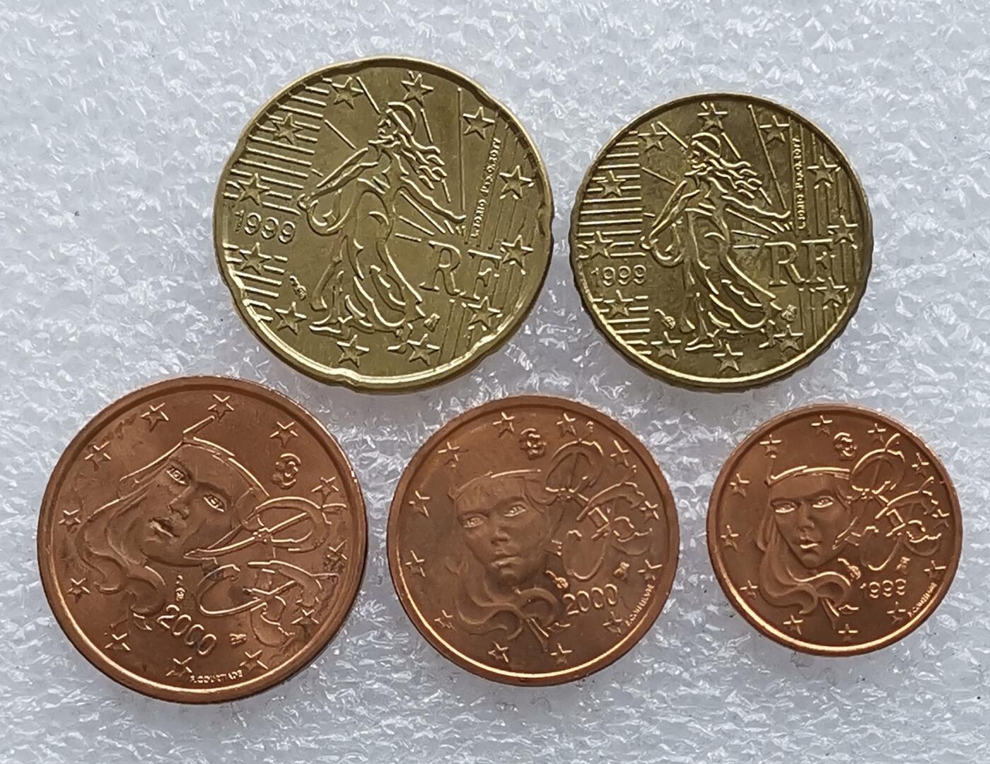 第一海外回流一元起拍收藏 散币专场 第106期 欧盟元法国硬币5枚