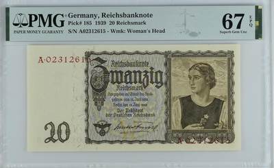 收藏联盟Quantum Auction 第366期拍卖  - 德国1939年100马克首发A冠 PMG67 号码无47
