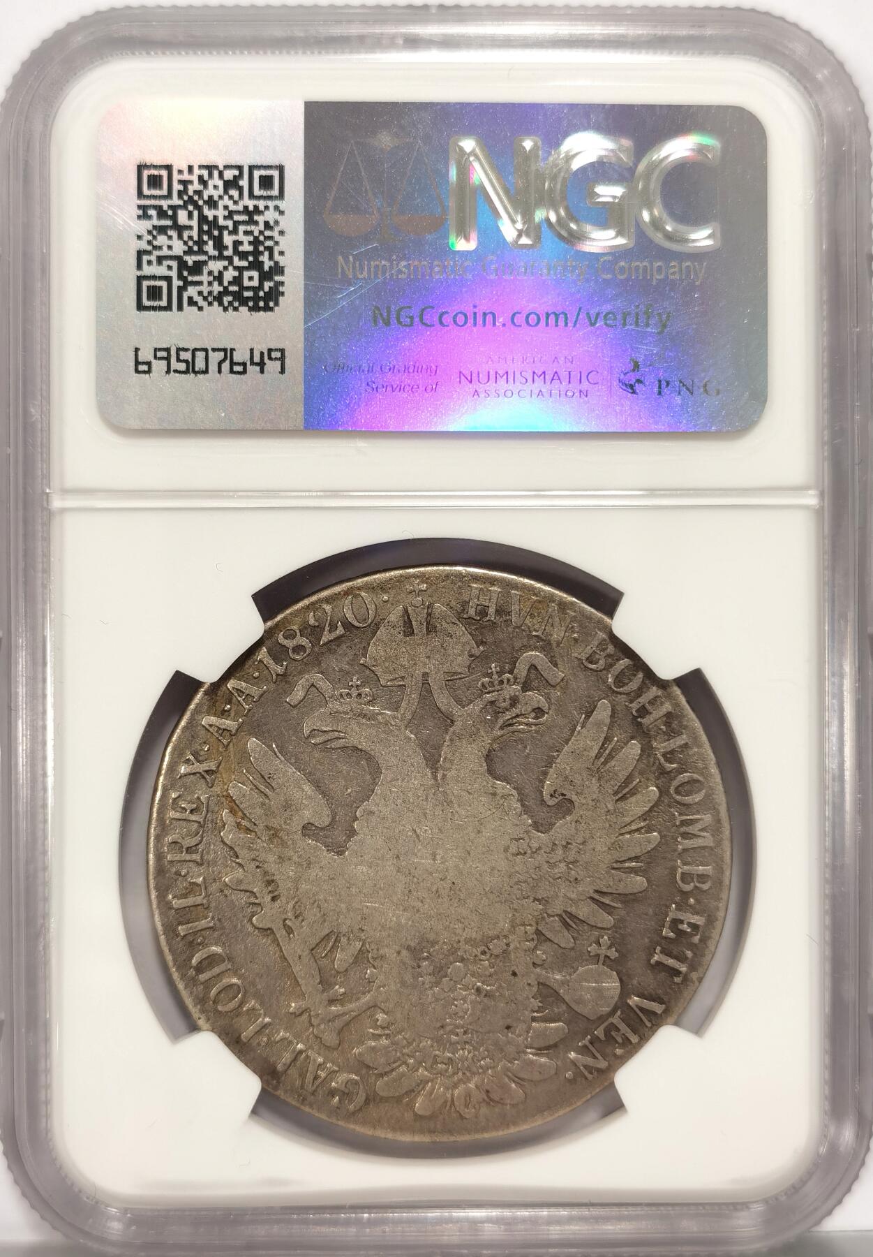 博洋堂世界钱币拍卖第086期（全场包邮） NGC GOOD 奥地利1820年弗朗茨一世1泰勒大银币