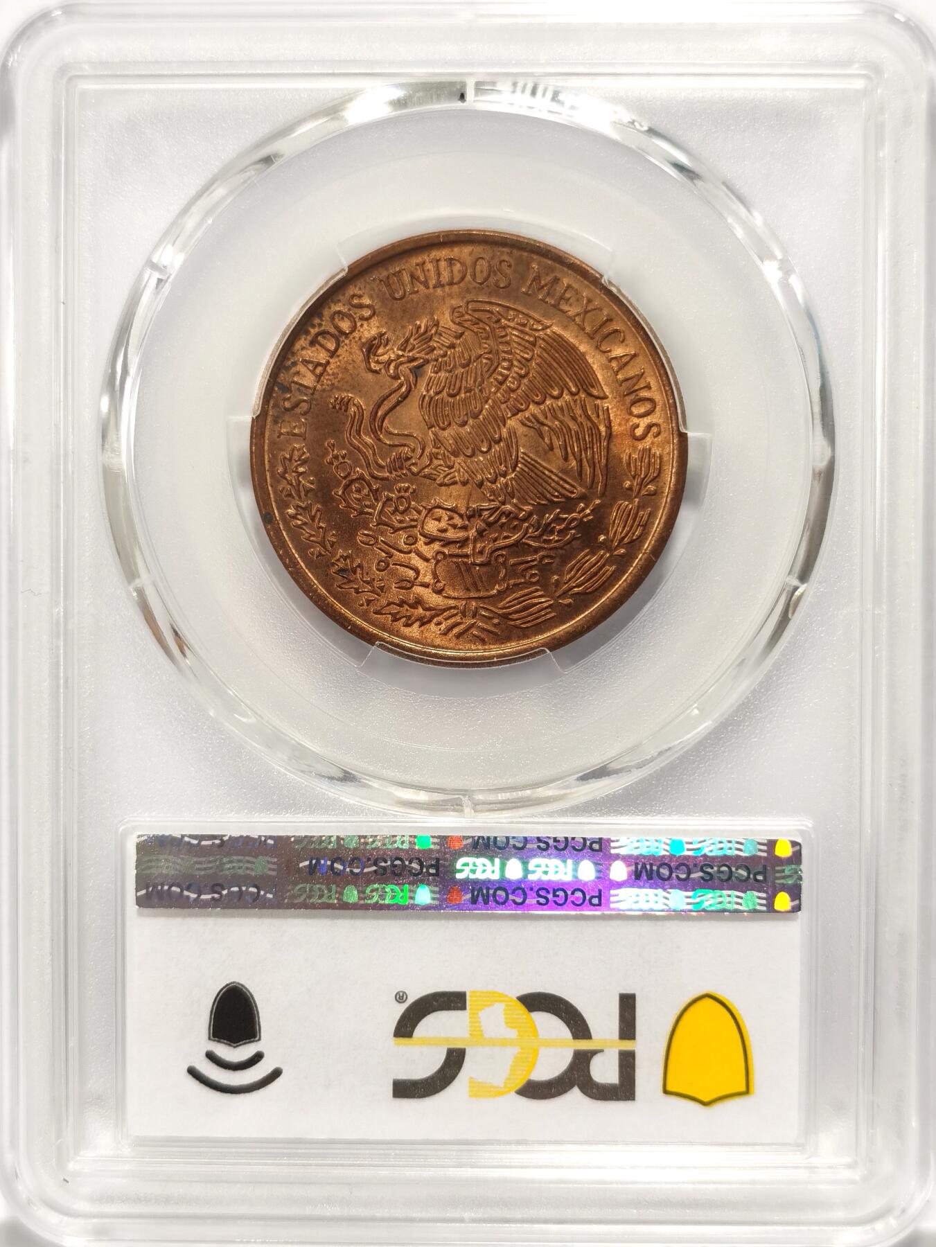 博洋堂世界钱币拍卖第086期（全场包邮） PCGS MS66RD 墨西哥1973年20分铜币，极品RD小鹰洋