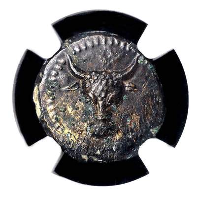 精美古希腊牛头和商神双蛇杖图铜币NGC评级稀少精美品欧洲古钱币b28-8 - 精美古希腊牛头和商神双蛇杖图铜币NGC评级稀少精美品欧洲古钱币b28-8