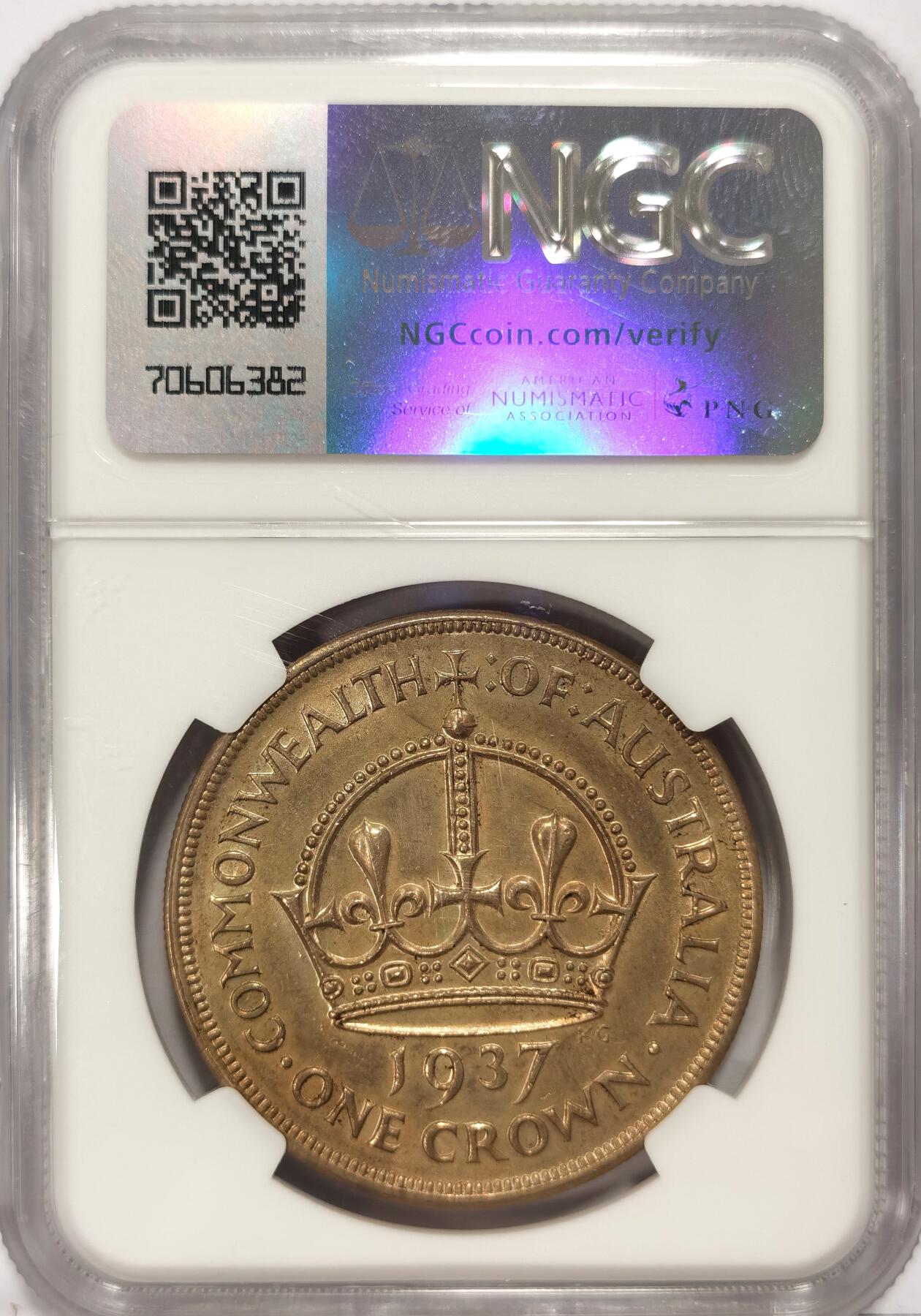 博洋堂世界钱币拍卖第086期（全场包邮） NGC AU55 英属澳大利亚1937年乔治六世皇冠克朗大银币
