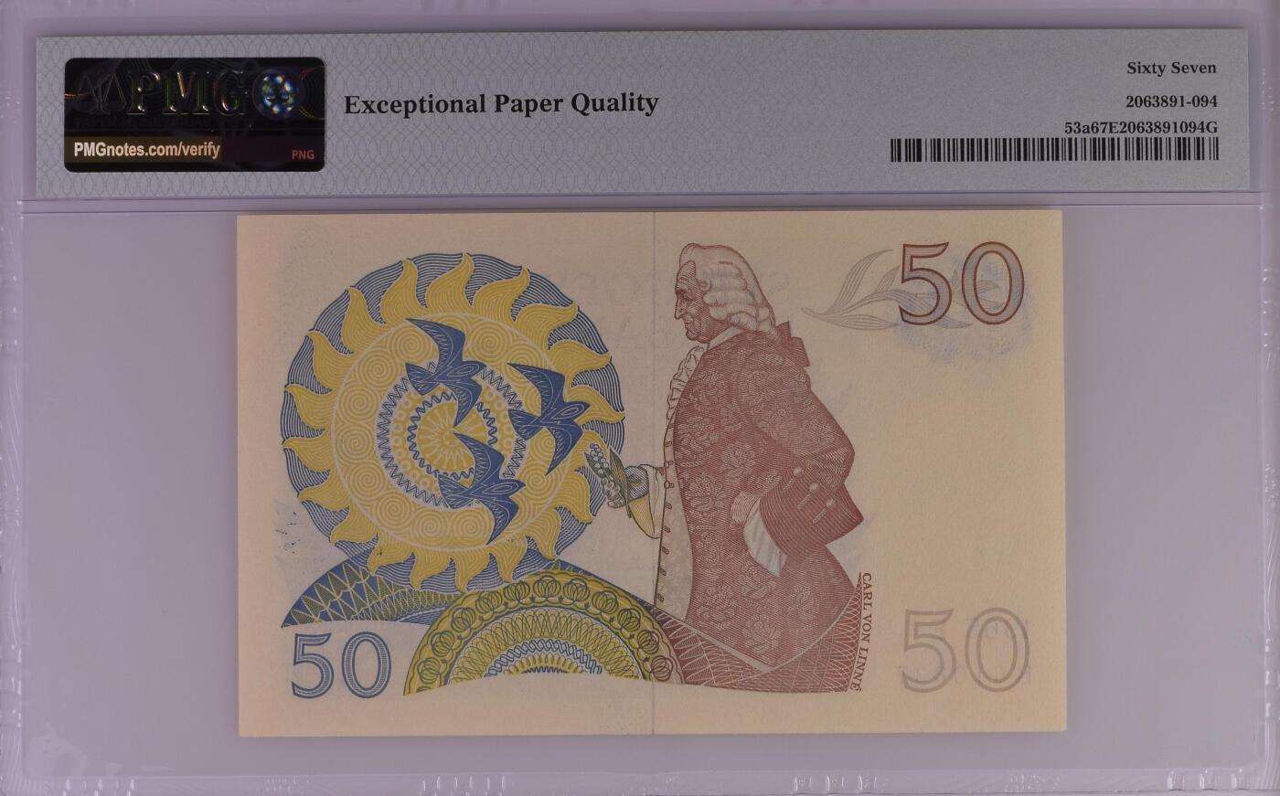收藏联盟Quantum Auction 第366期拍卖  瑞典1965-70年50克朗 PMG67 首发年份