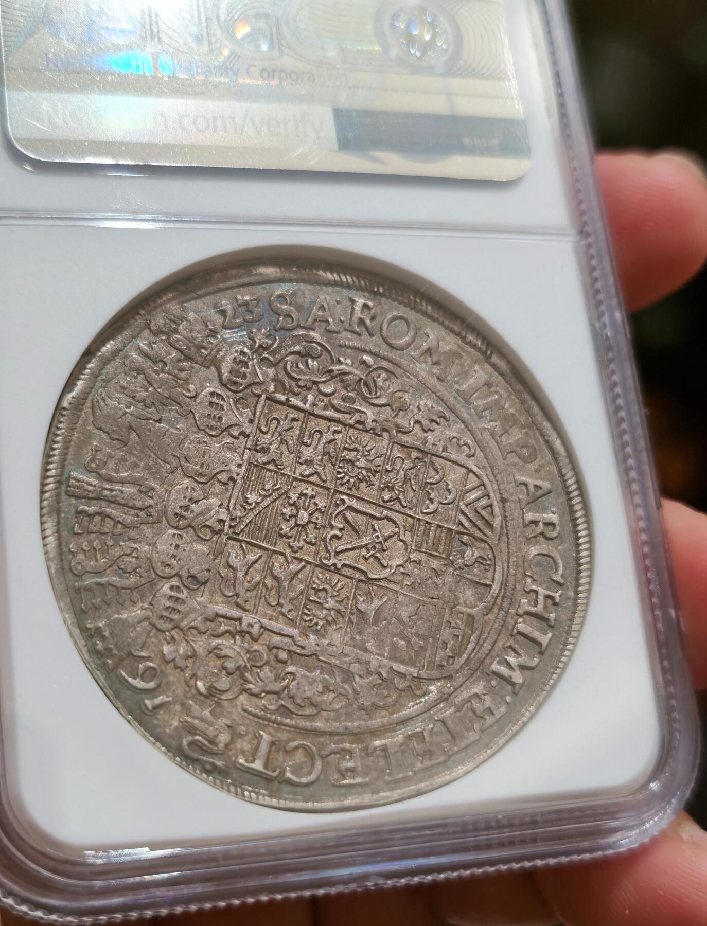 博洋堂世界钱币拍卖第086期（全场包邮） NGC AU53 神罗萨克森1623年帝选侯武士剑老泰勒 经典咖啡包浆