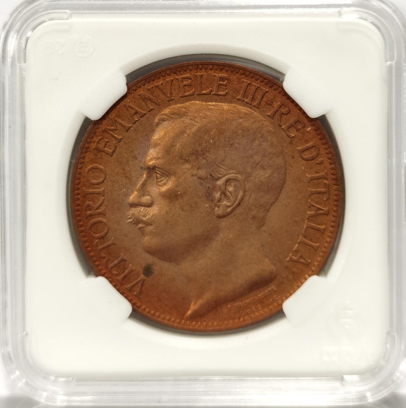 博洋堂世界钱币拍卖第086期（全场包邮） 意大利1911年建国150周年10分托奶铜币  30mm大直径