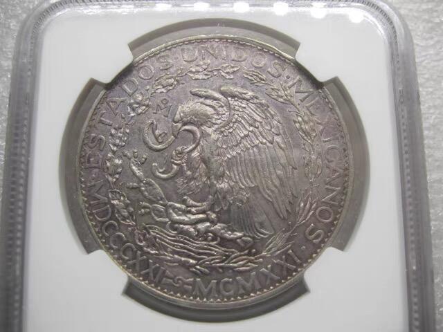 NGC-AU53墨西哥1921年2比索胜利女神克朗银币