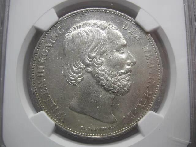 NGC-AU荷兰1873年威廉三世2-1/2盾克朗银币