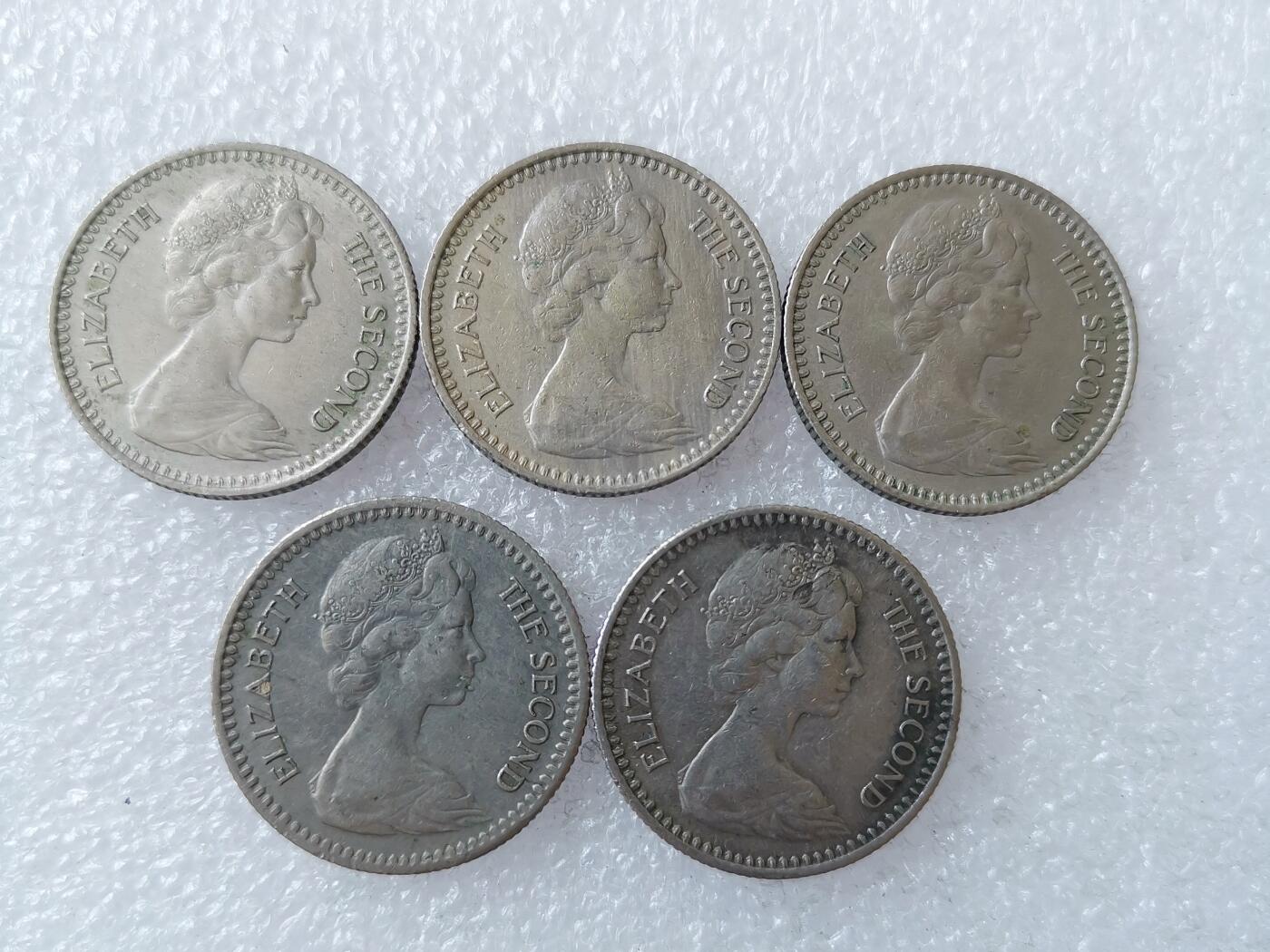 第一海外回流一元起拍收藏 散币专场 第106期 1964年英属罗德西亚10分镍币 5枚