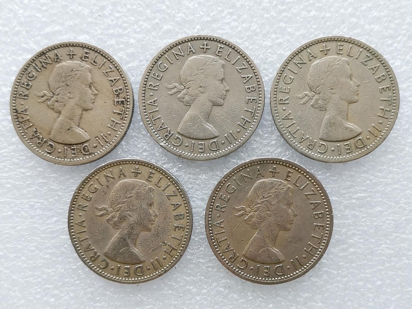 第一海外回流一元起拍收藏 散币专场 第106期 英国伊丽莎白女王2先令 5枚