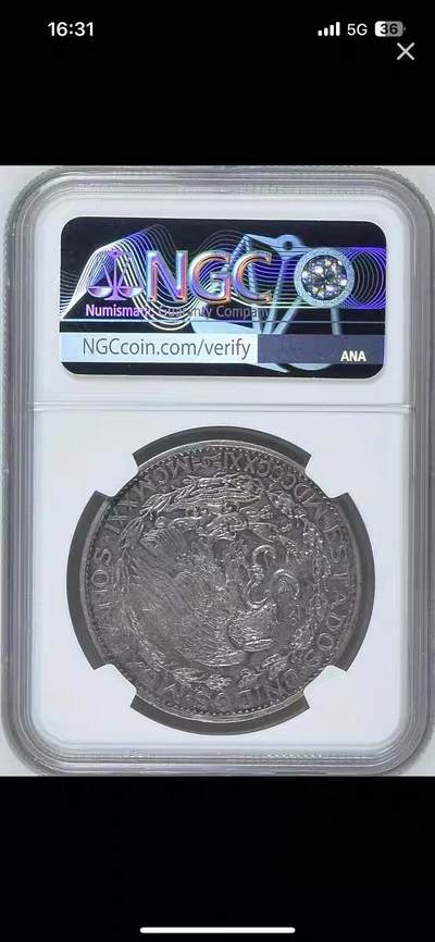 NGC-AU53墨西哥1921年2比索胜利女神克朗银币 - NGC-AU53墨西哥1921年2比索胜利女神克朗银币