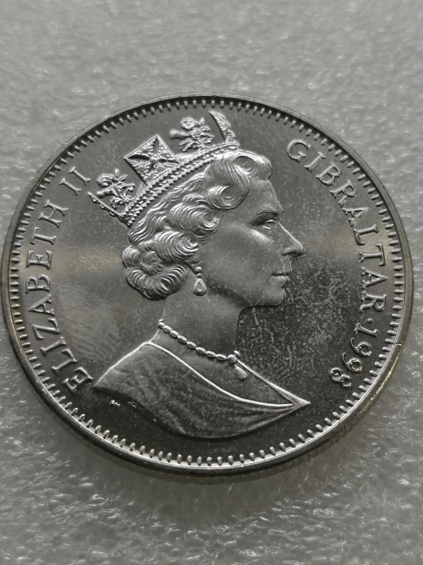 四叶草钱币 首拍 散币小银币 直布罗陀1998年小天使克朗币