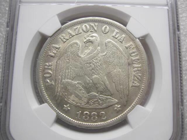 NGC-AU55智利1882年1比索秃鹫克朗银币