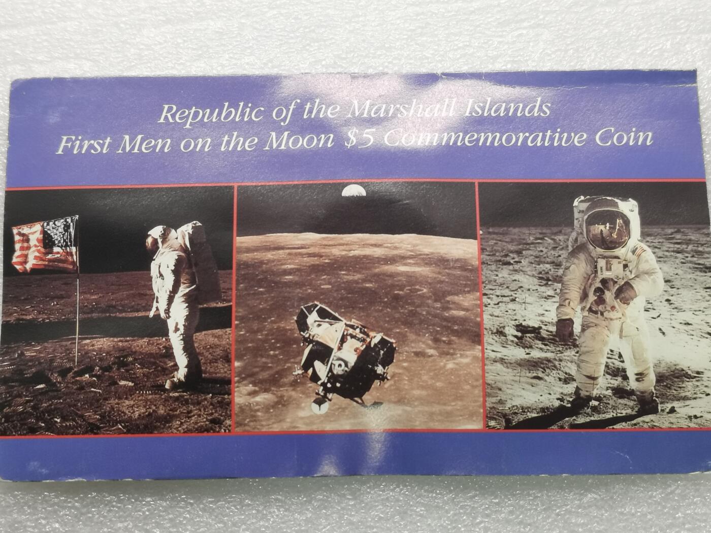 四叶草钱币 首拍 散币小银币 马绍尔1989年人类首次登月20周年5元铜镍币 原封