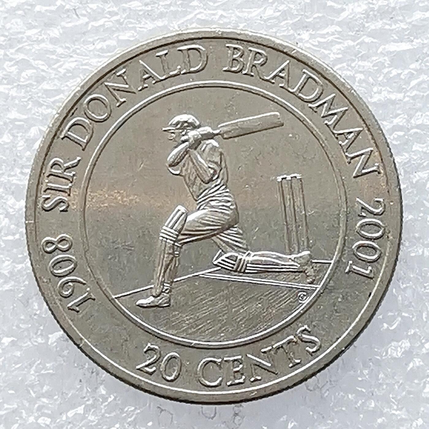 海外回流1元起拍小铺 各国钱币散币场 第14期 澳大利亚2001年20分纪念世界上最伟大棒球手唐纳德布莱德曼爵士