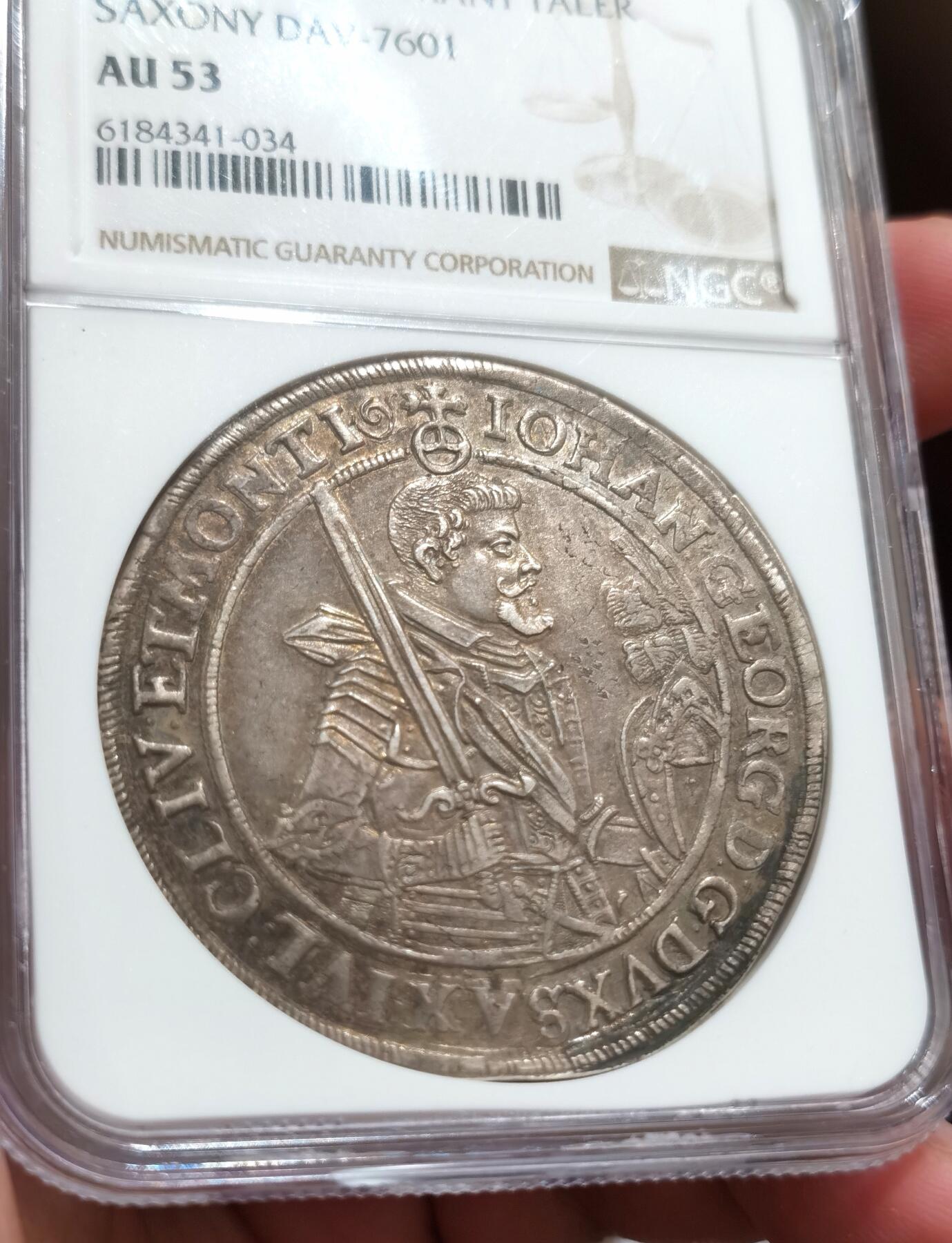 博洋堂世界钱币拍卖第086期（全场包邮） NGC AU53 神罗萨克森1623年帝选侯武士剑老泰勒 经典咖啡包浆