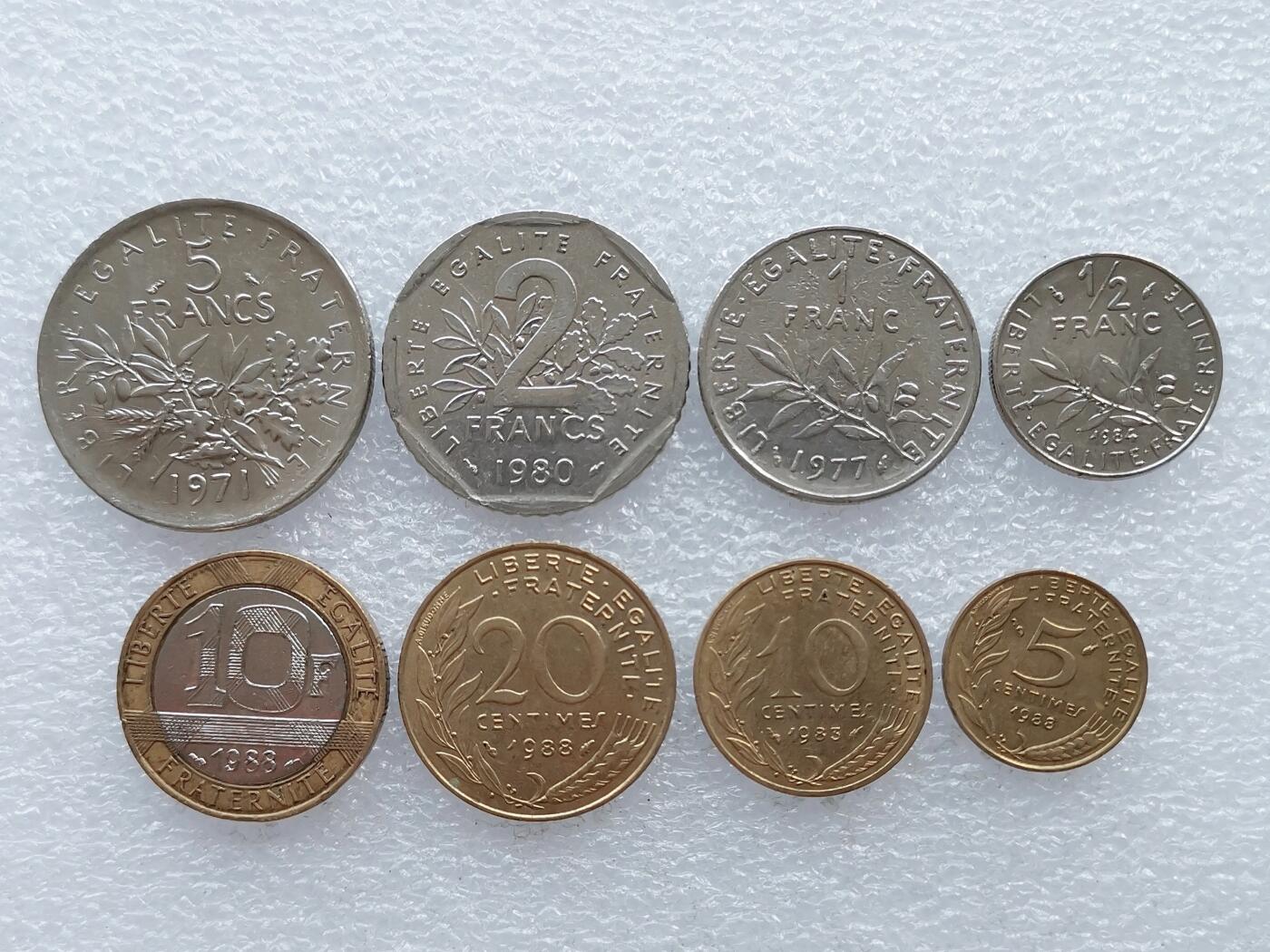 第一海外回流一元起拍收藏 散币专场 第106期 法国硬币8枚套