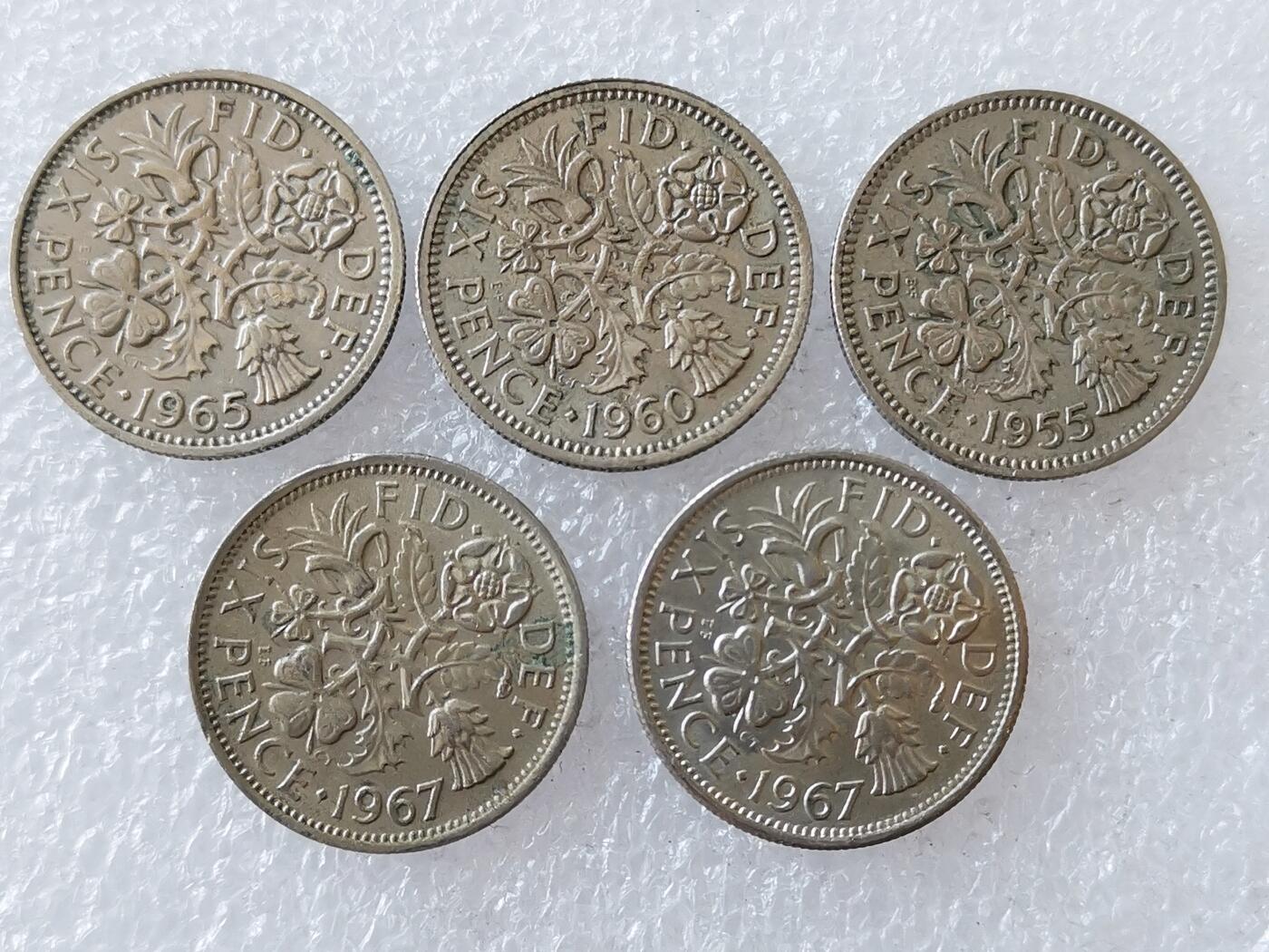 第一海外回流一元起拍收藏 散币专场 第106期 英国幸运6便士 5枚