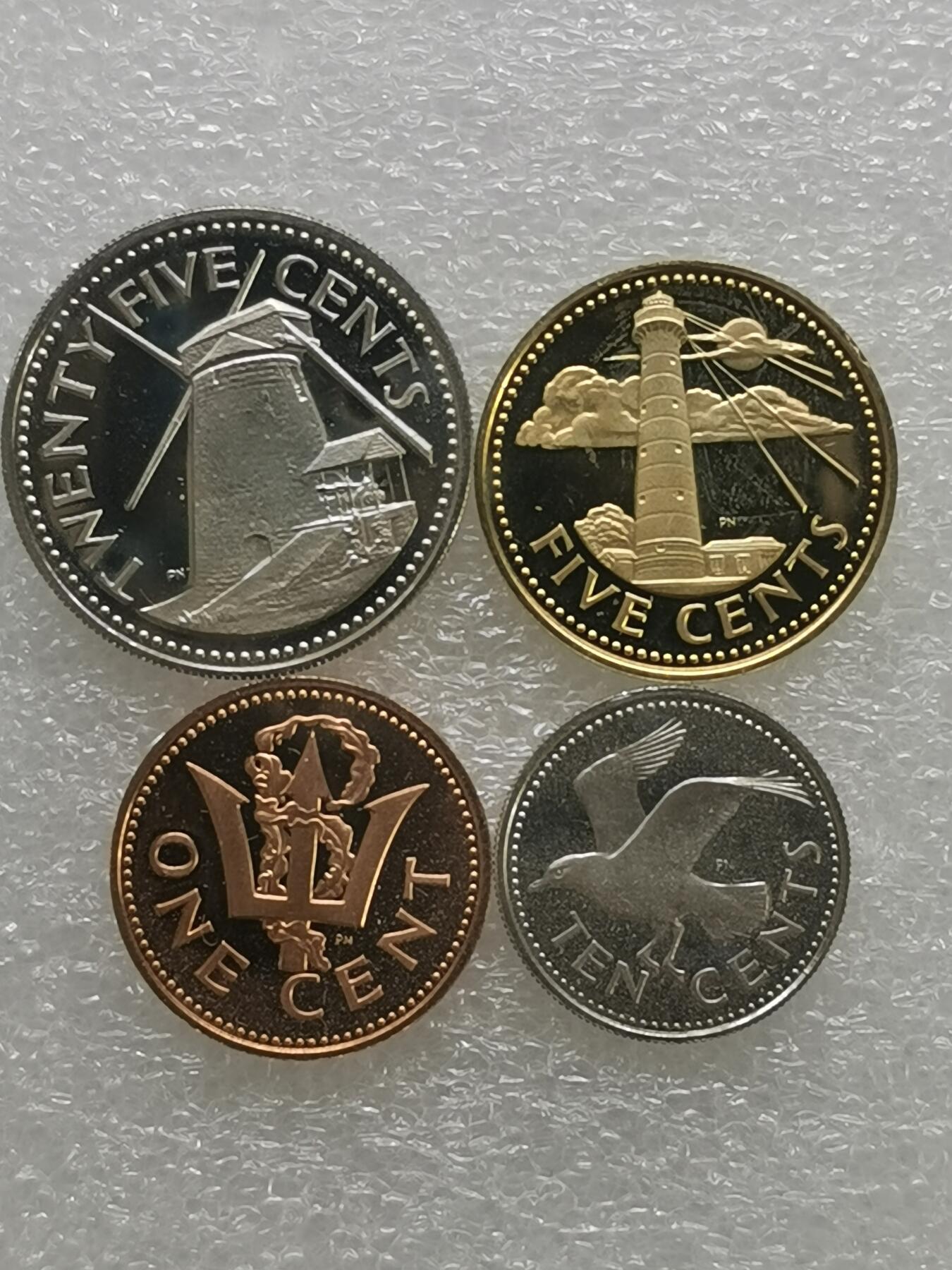 四叶草钱币 首拍 散币小银币 巴巴多斯1973年精制币4枚