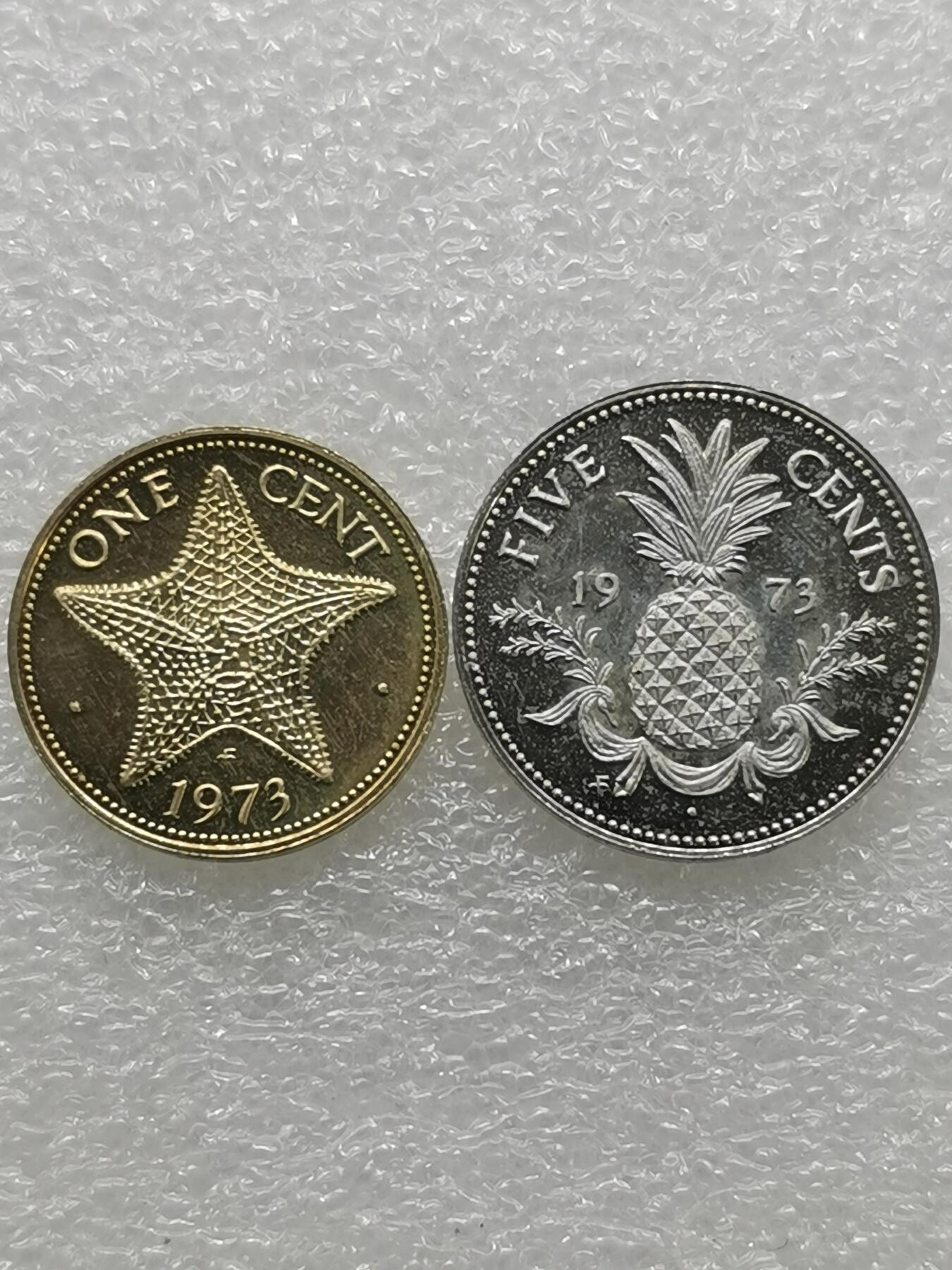 四叶草钱币 首拍 散币小银币 巴哈马1973年精制币2枚