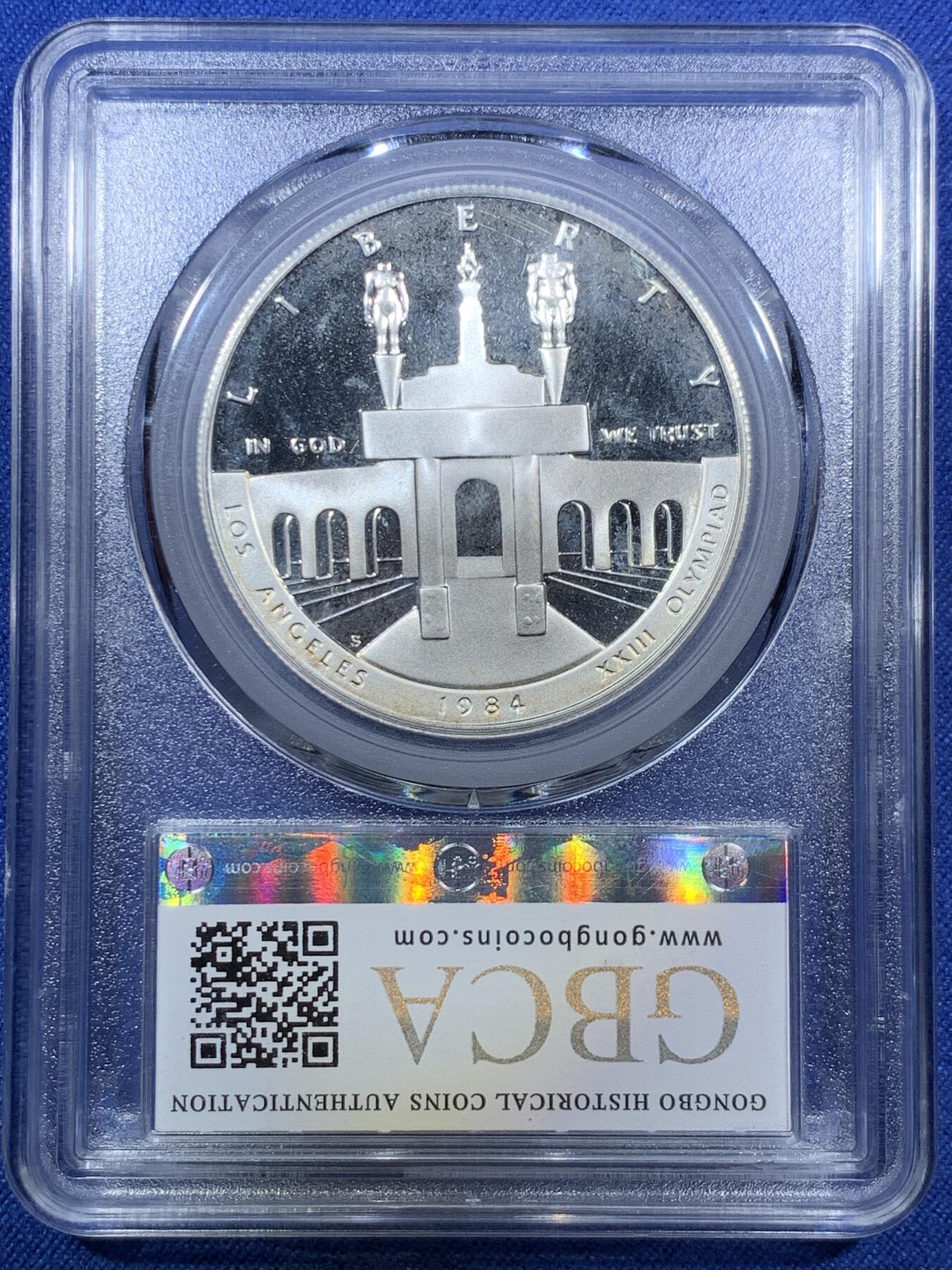 《竞宝斋》第294场- 周日，周一  2场连拍 （全场包邮） 公博 PF68 美国1984年奥运会1美元精制大银币