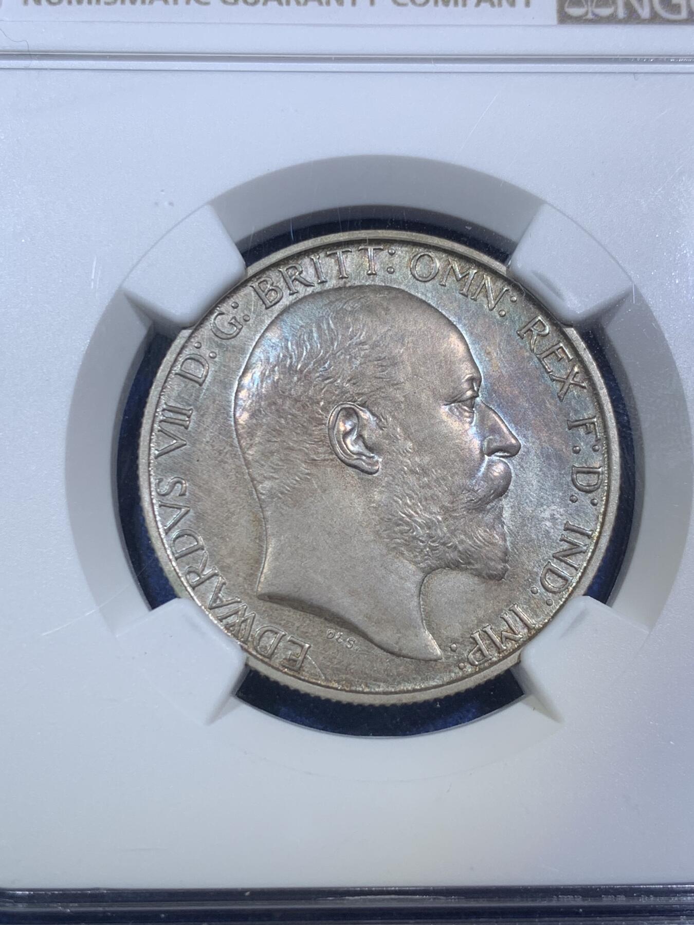 《竞宝斋》第294场- 周日，周一  2场连拍 （全场包邮） NGC PF64MATTE 英国 1902年 爱七 海神弗洛林