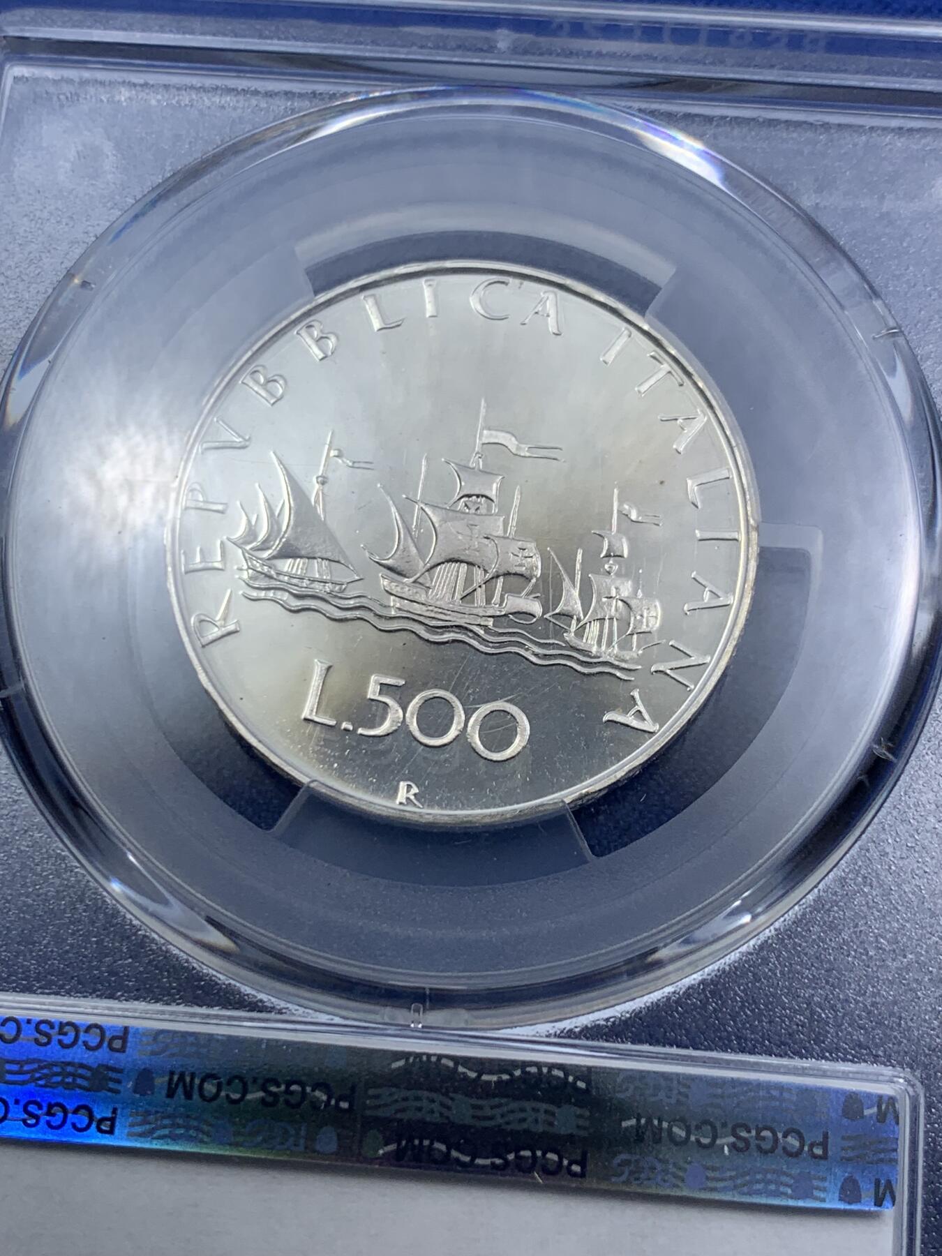 《竞宝斋》第294场- 周日，周一  2场连拍 （全场包邮） PCGS PR67DCAM 意大利 1985年 帆船少女 500里拉银币