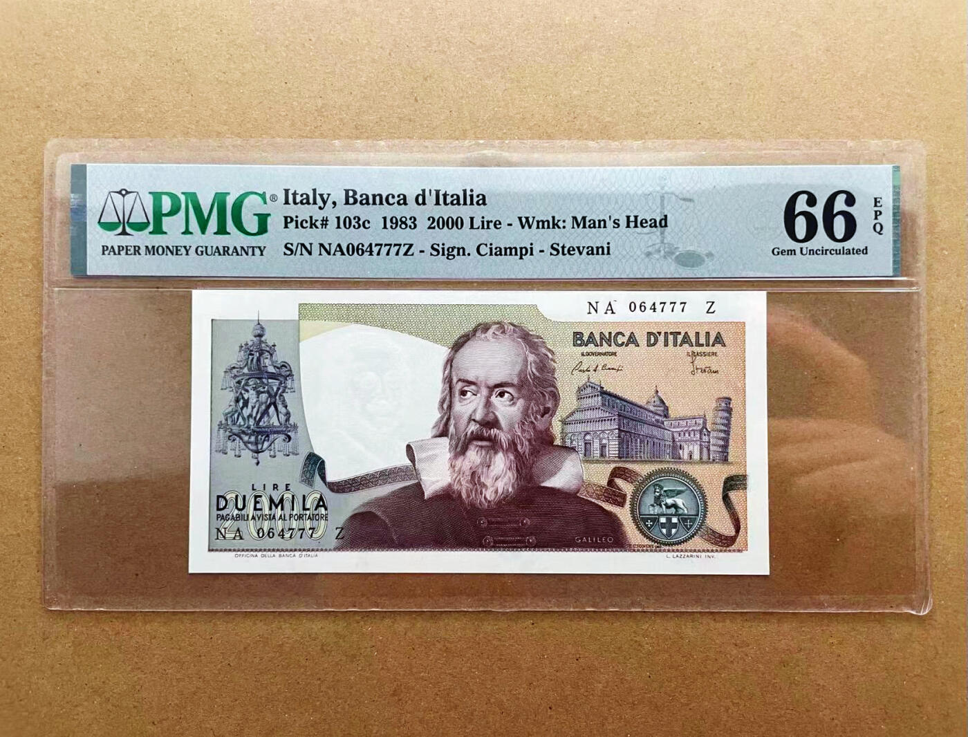 【Blue Auction】✨世界纸币精拍第520期【精】 【777豹子号】意大利 1983年2000里拉 PMG66EPQ （卖家发货）