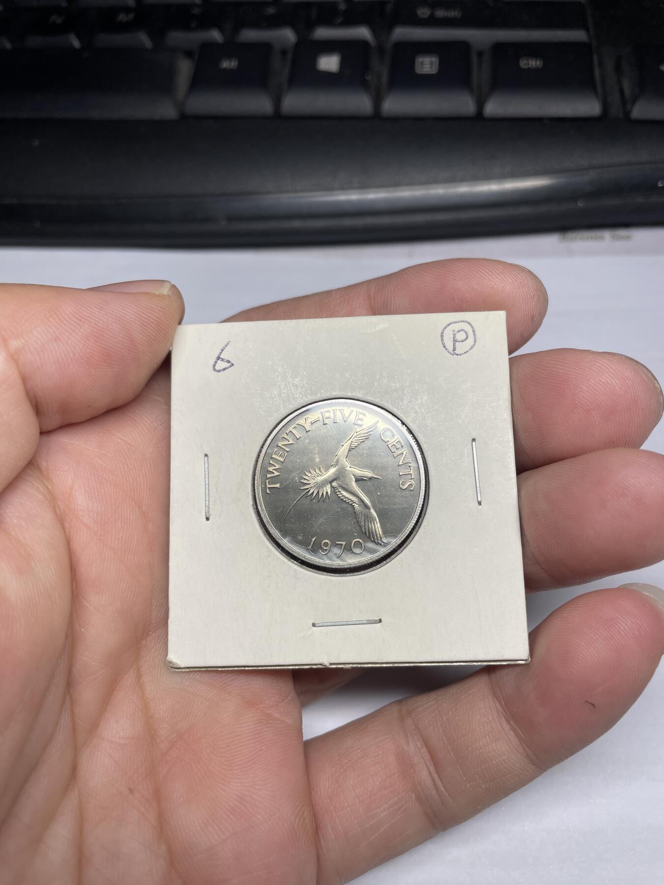 每日一拍，2024年集古藏今外币拍卖第十二期-第4场—（总第114拍），新一期拍卖开始了 1970年英属百慕大25分