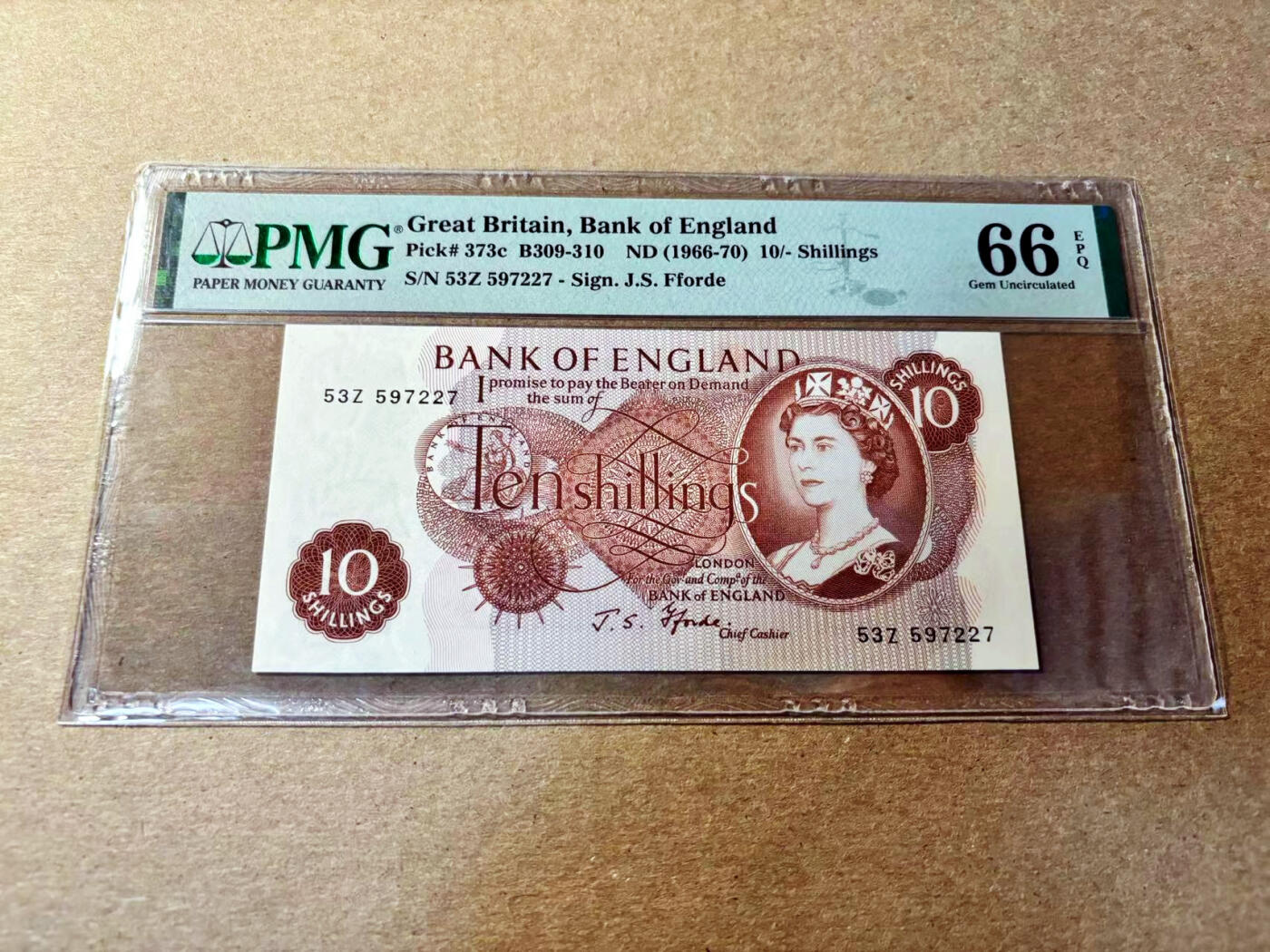 【Blue Auction】✨世界纸币精拍第520期【精】 英国 C序列 1966-70年10先令 PMG66EPQ 