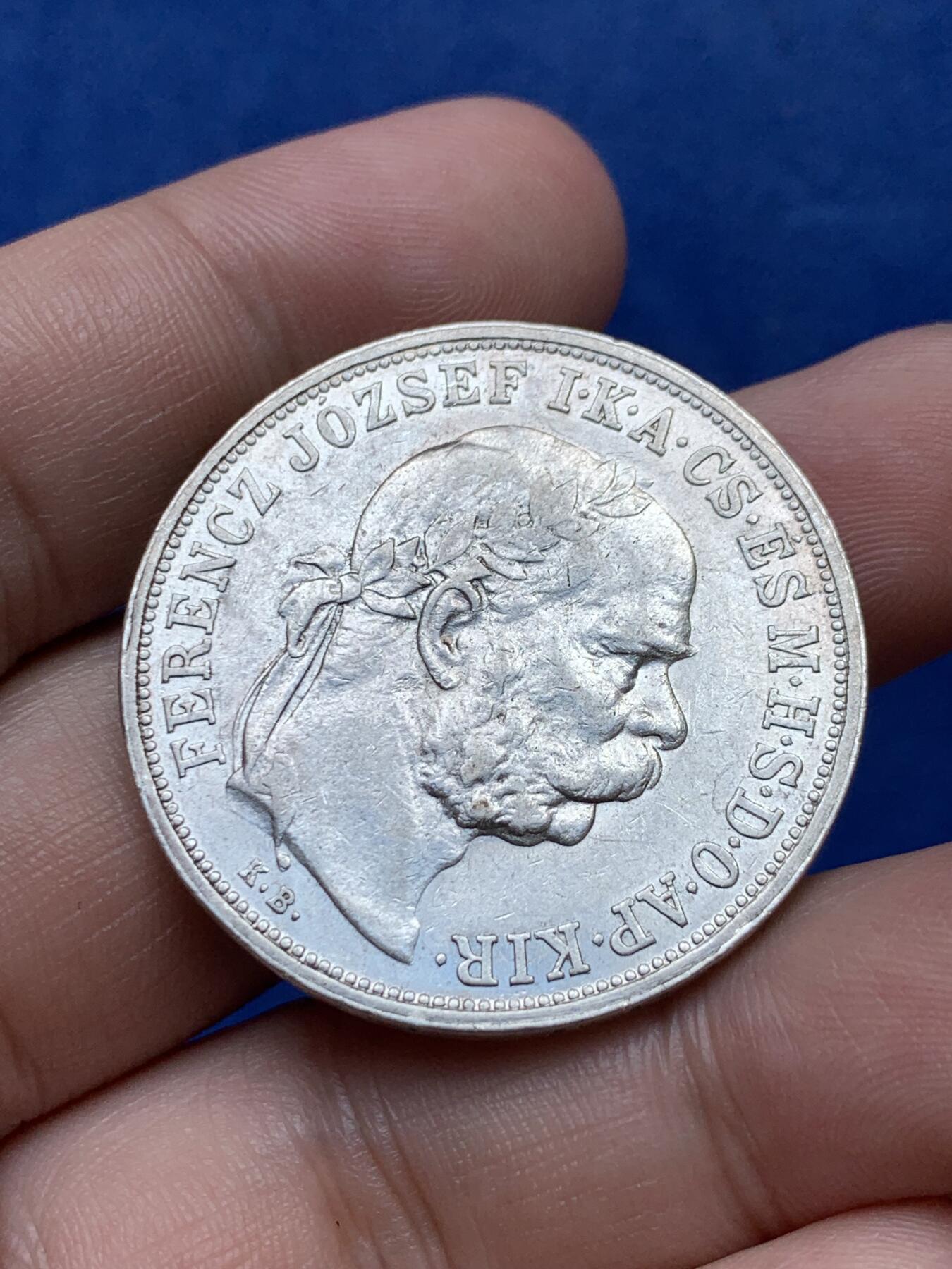 《竞宝斋》第294场- 周日，周一  2场连拍 （全场包邮） 奥地利1909大头版5克朗银币