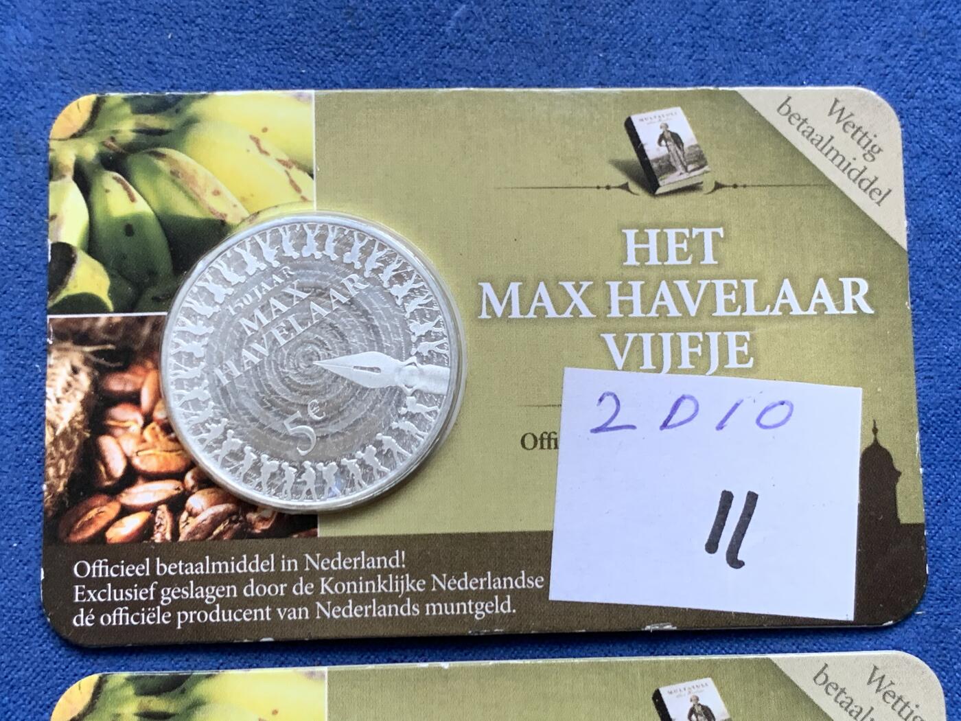 《竞宝斋》第294场- 周日，周一  2场连拍 （全场包邮） 3枚一组 2010年 荷兰 5欧元 作家马克斯·哈弗拉尔 镀银纪念币 小卡装