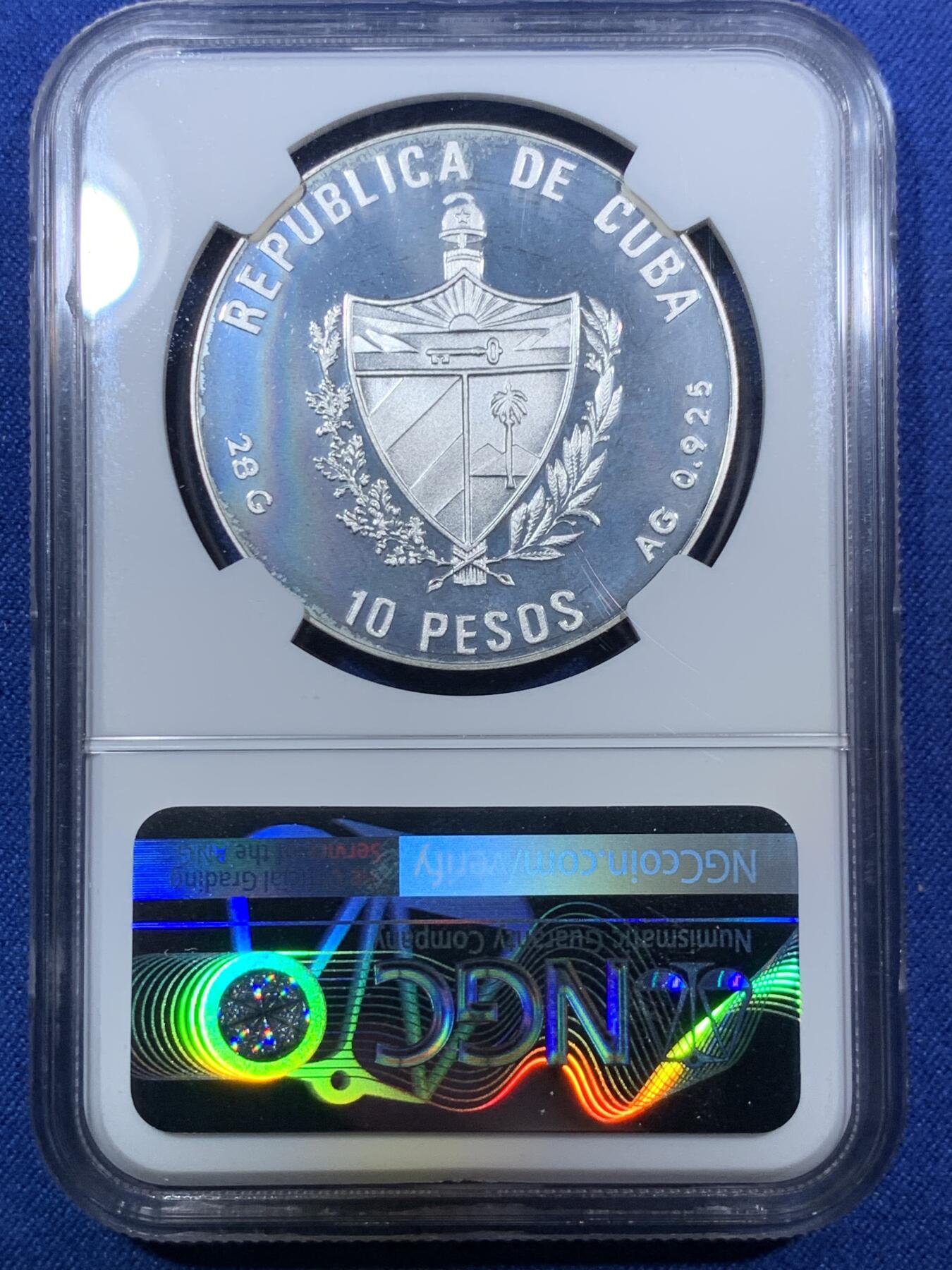 《竞宝斋》第294场- 周日，周一  2场连拍 （全场包邮） NGC PF67CAMEO 古巴1990年奥运会跳高纪念银币 红丝带标签