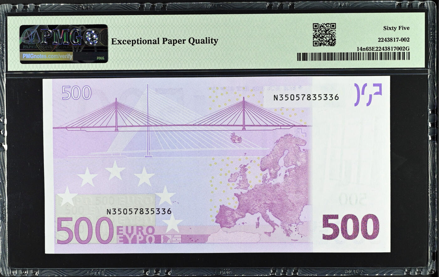 【Blue Auction】✨世界纸币精拍第520期【精】 【二签】欧盟 2002年500欧元 PMG65EPQ 奥地利版 