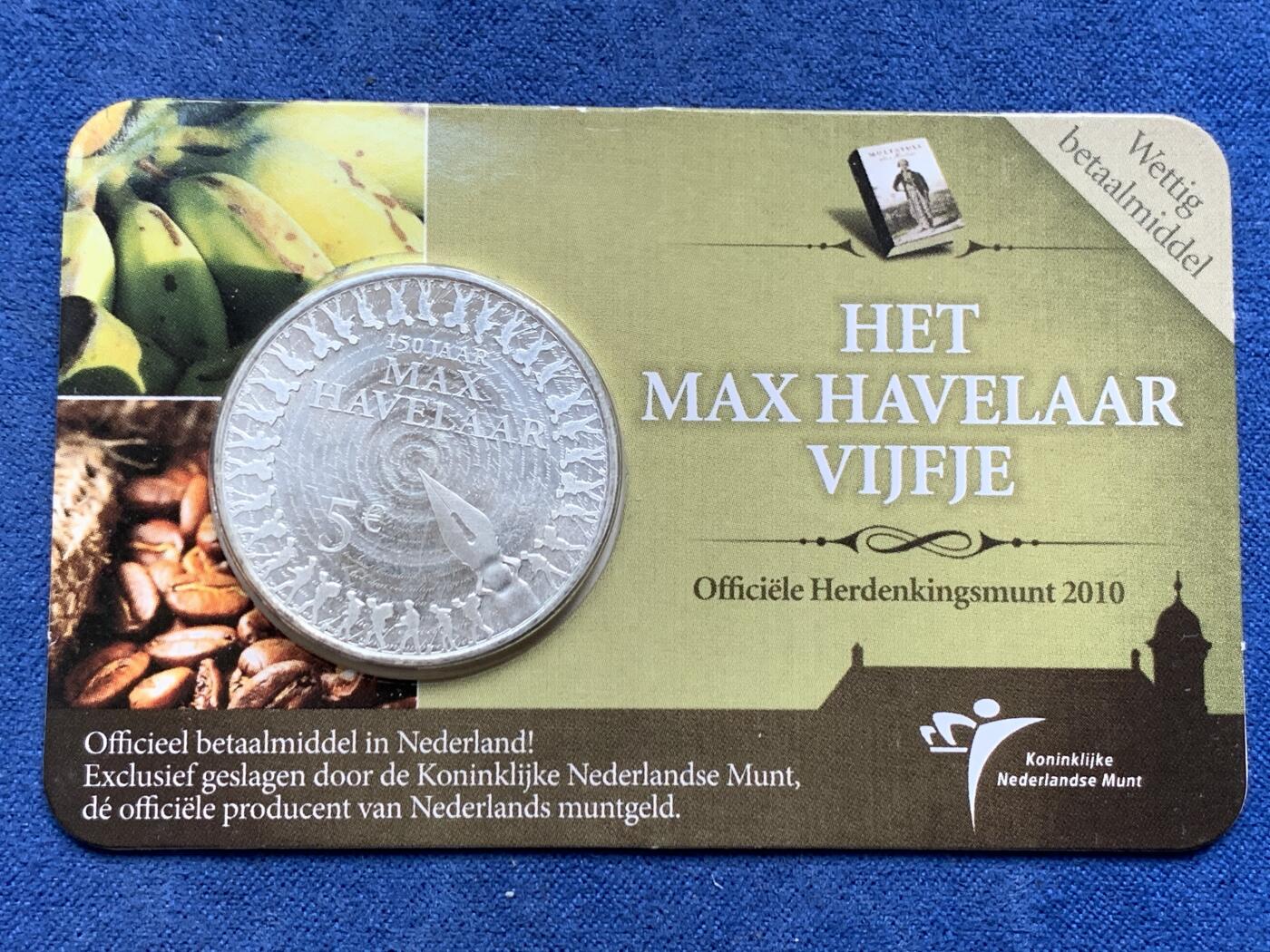 《竞宝斋》第294场- 周日，周一  2场连拍 （全场包邮） 3枚一组 2010年 荷兰 5欧元 作家马克斯·哈弗拉尔 镀银纪念币 小卡装