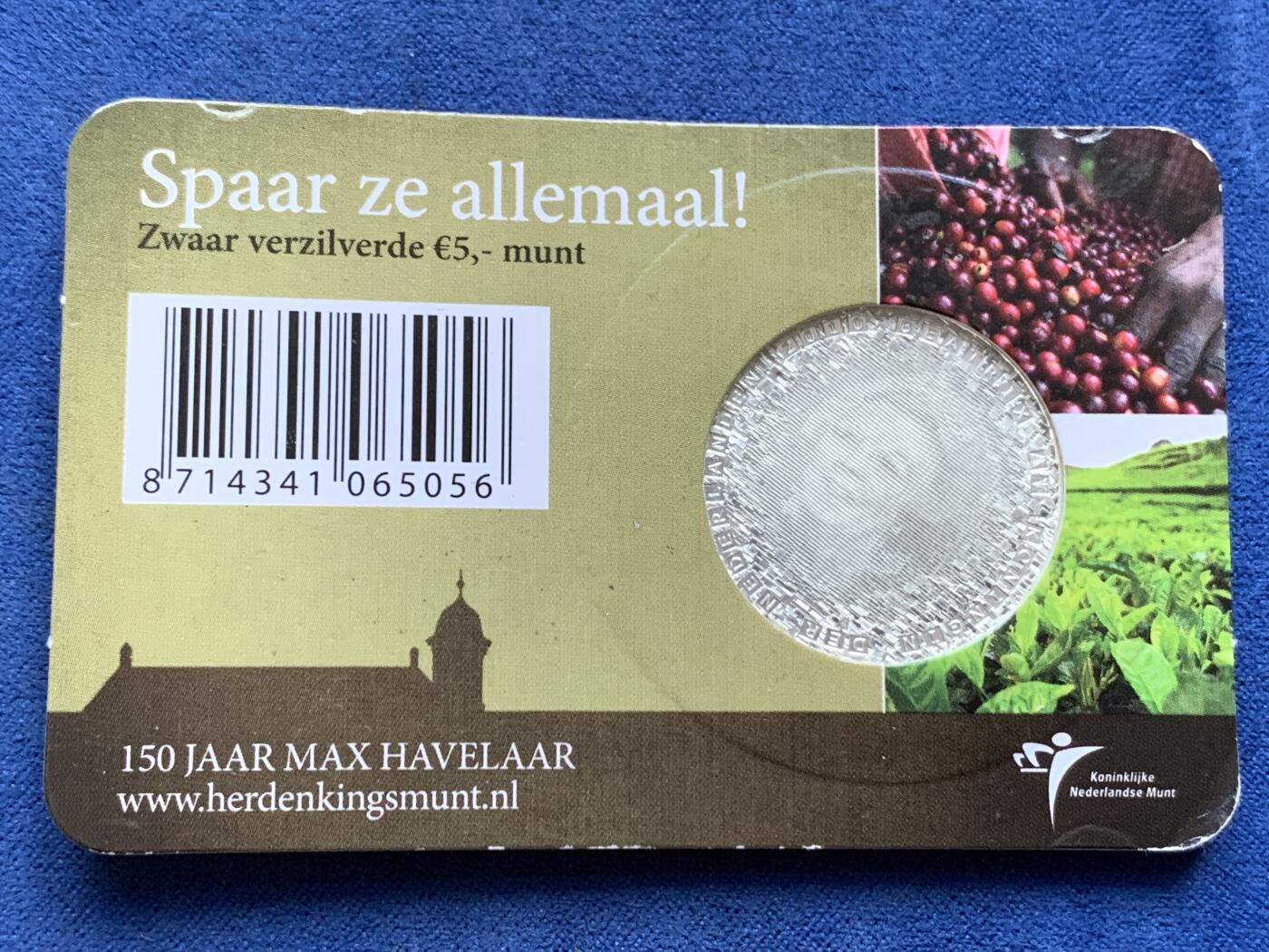 《竞宝斋》第294场- 周日，周一  2场连拍 （全场包邮） 3枚一组 2010年 荷兰 5欧元 作家马克斯·哈弗拉尔 镀银纪念币 小卡装