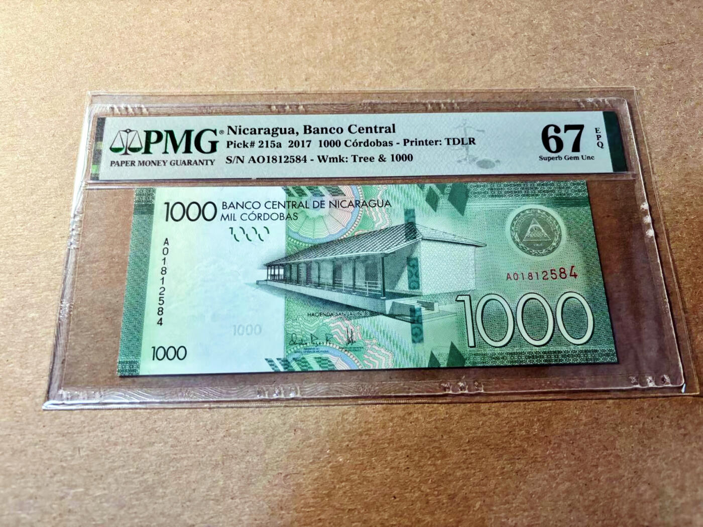 【Blue Auction】✨世界纸币精拍第520期【精】 尼加拉瓜 2017年1000科多巴 PMG67EPQ 高分