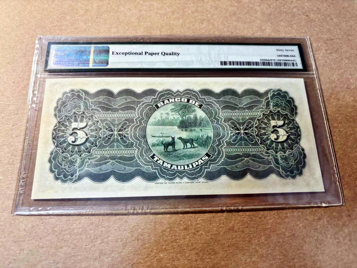 【Blue Auction】✨世界纸币精拍第520期【精】 墨西哥 1902-14年5比索 小女孩 二犬观湖 PMG67EPQ 高分 雕刻精美 