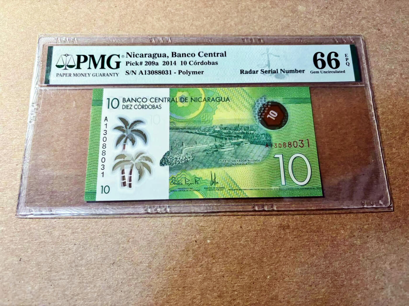 【Blue Auction】✨世界纸币精拍第520期【精】 【雷达号无47】尼加拉瓜 2014年10科多巴 PMG66EPQ 