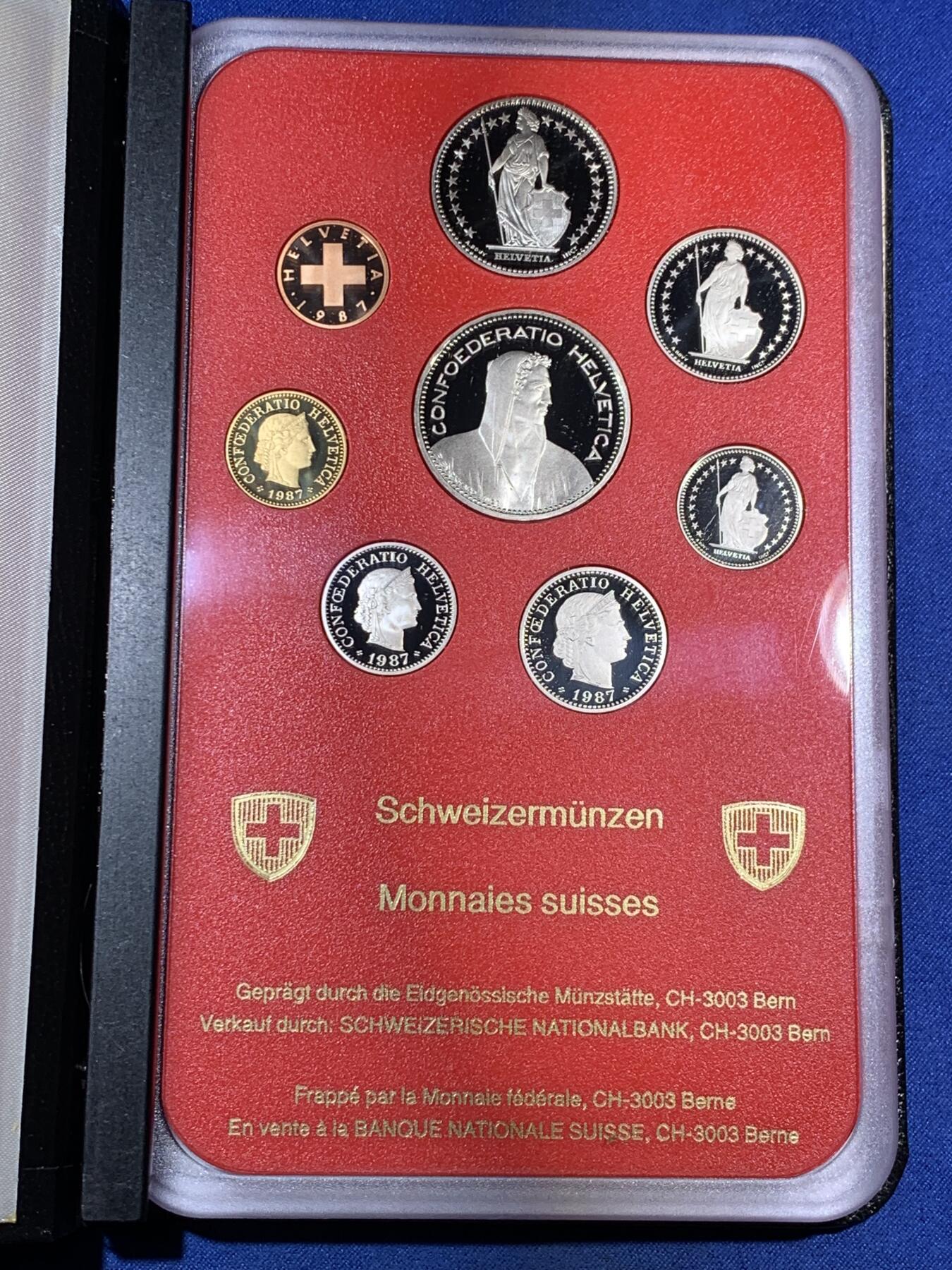 《竞宝斋》第294场- 周日，周一  2场连拍 （全场包邮） 瑞士 1987年 8枚套 原装精制套币