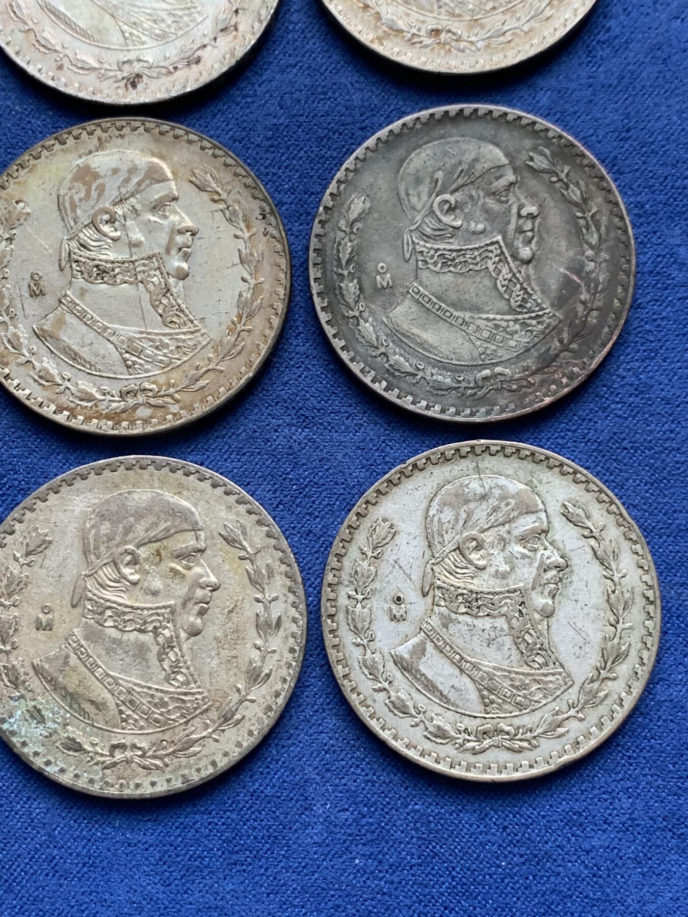 《竞宝斋》第294场- 周日，周一  2场连拍 （全场包邮） 9枚一组  墨西哥海盗鹰洋1比索银币