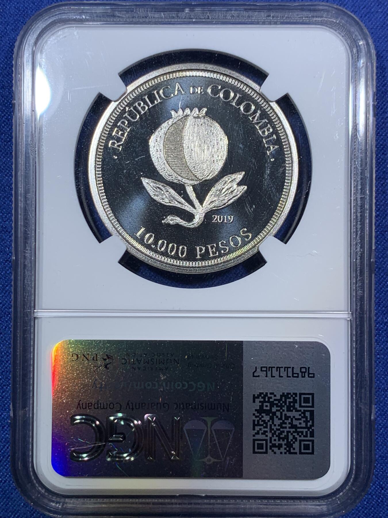《竞宝斋》第294场- 周日，周一  2场连拍 （全场包邮） NGC PF69UC 哥伦比亚2019年建国200周年10000比索纪念币