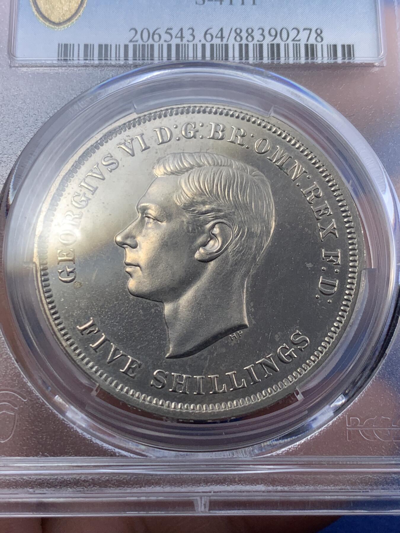 《竞宝斋》第294场- 周日，周一  2场连拍 （全场包邮） NGC PL64 英国1951年乔治六世克朗 最后的镍马剑