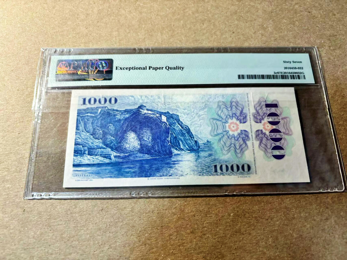 【Blue Auction】✨世界纸币精拍第520期【精】 【333豹子号无47 贴票版】斯洛伐克 1985年1000克朗 PMG67EPQ 高分