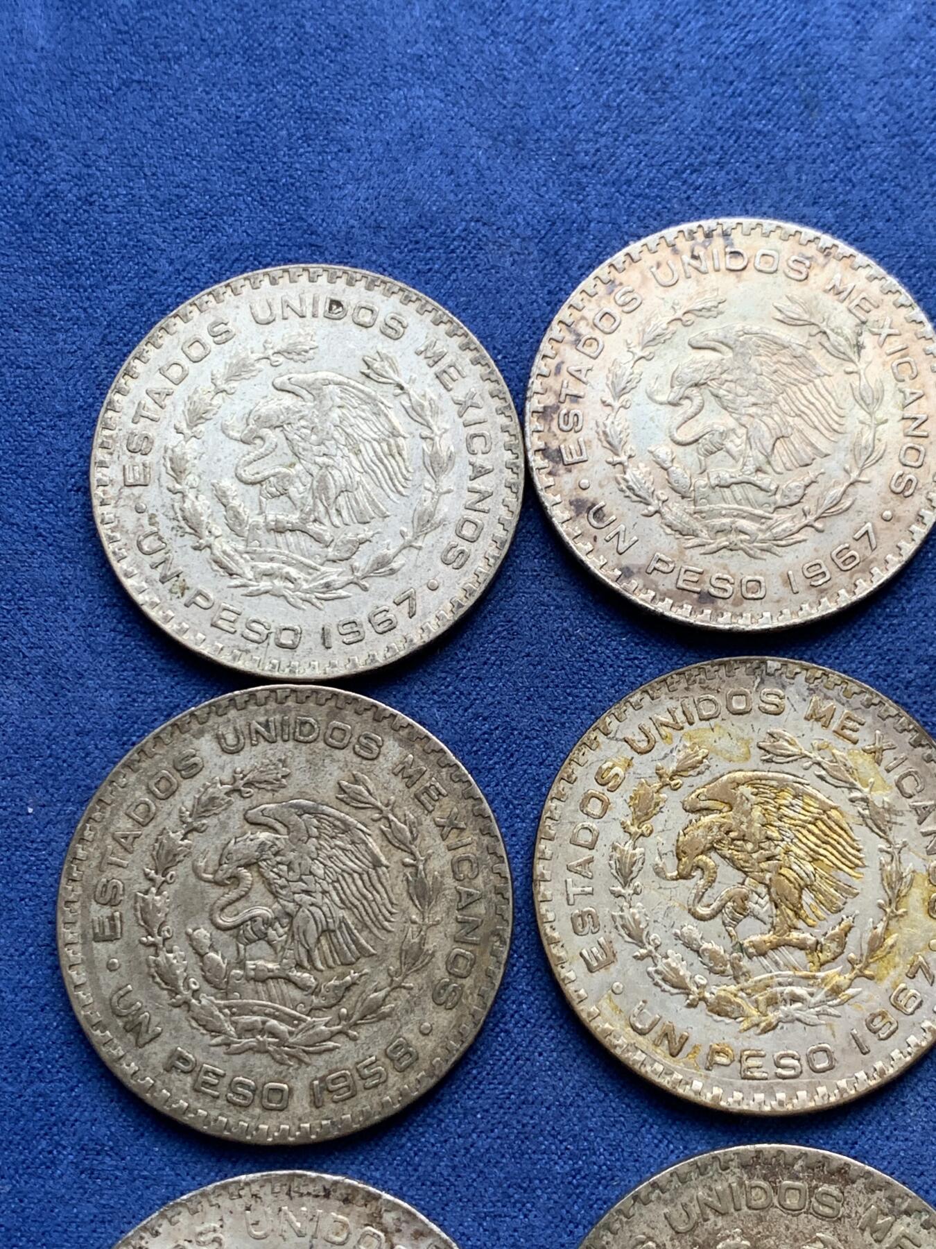 《竞宝斋》第294场- 周日，周一  2场连拍 （全场包邮） 9枚一组  墨西哥海盗鹰洋1比索银币