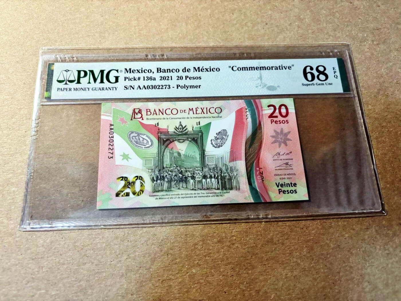 【Blue Auction】✨世界纸币精拍第520期【精】 【AA冠】墨西哥 2021年20比索 PMG68EPQ 超高分