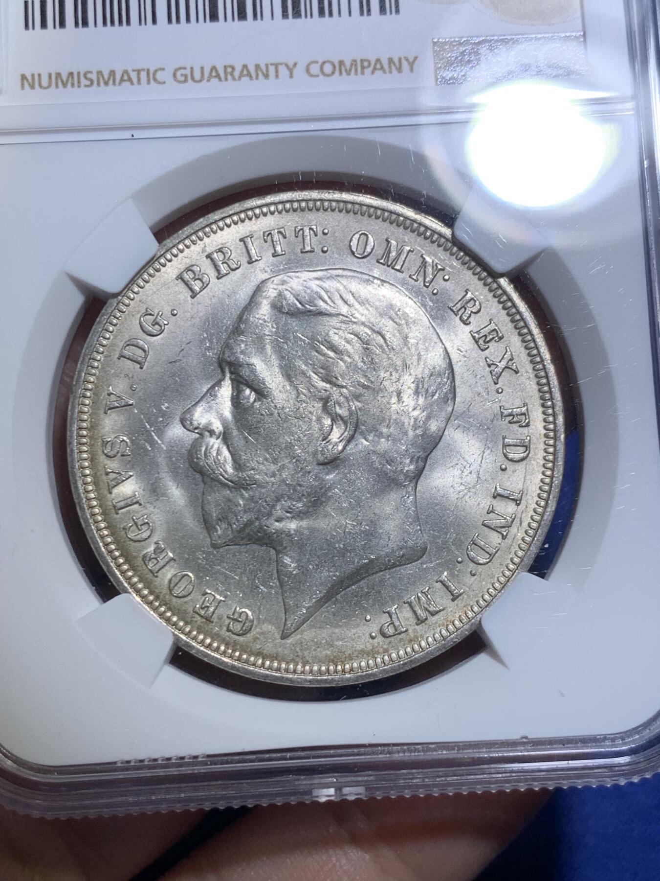 《竞宝斋》第294场- 周日，周一  2场连拍 （全场包邮） NGC MS63 英国1935年乔治五世木马剑1克朗银币