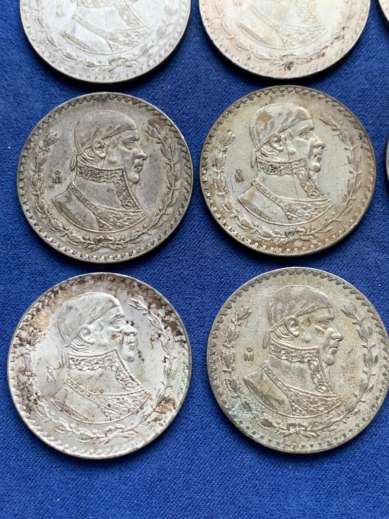 《竞宝斋》第294场- 周日，周一  2场连拍 （全场包邮） 9枚一组  墨西哥海盗鹰洋1比索银币