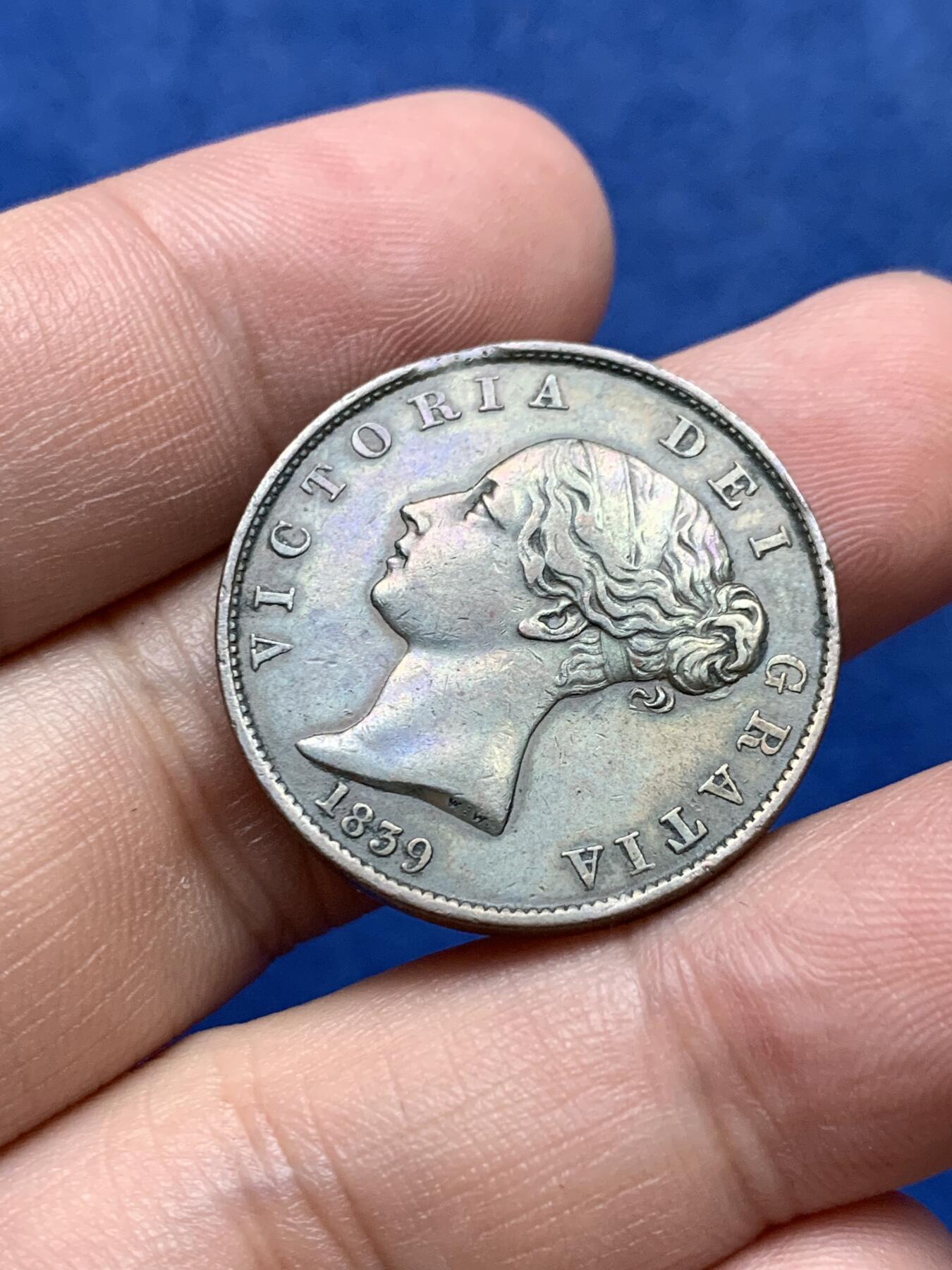 《竞宝斋》第294场- 周日，周一  2场连拍 （全场包邮） 英属 马恩岛 1839 小维 半便士铜币