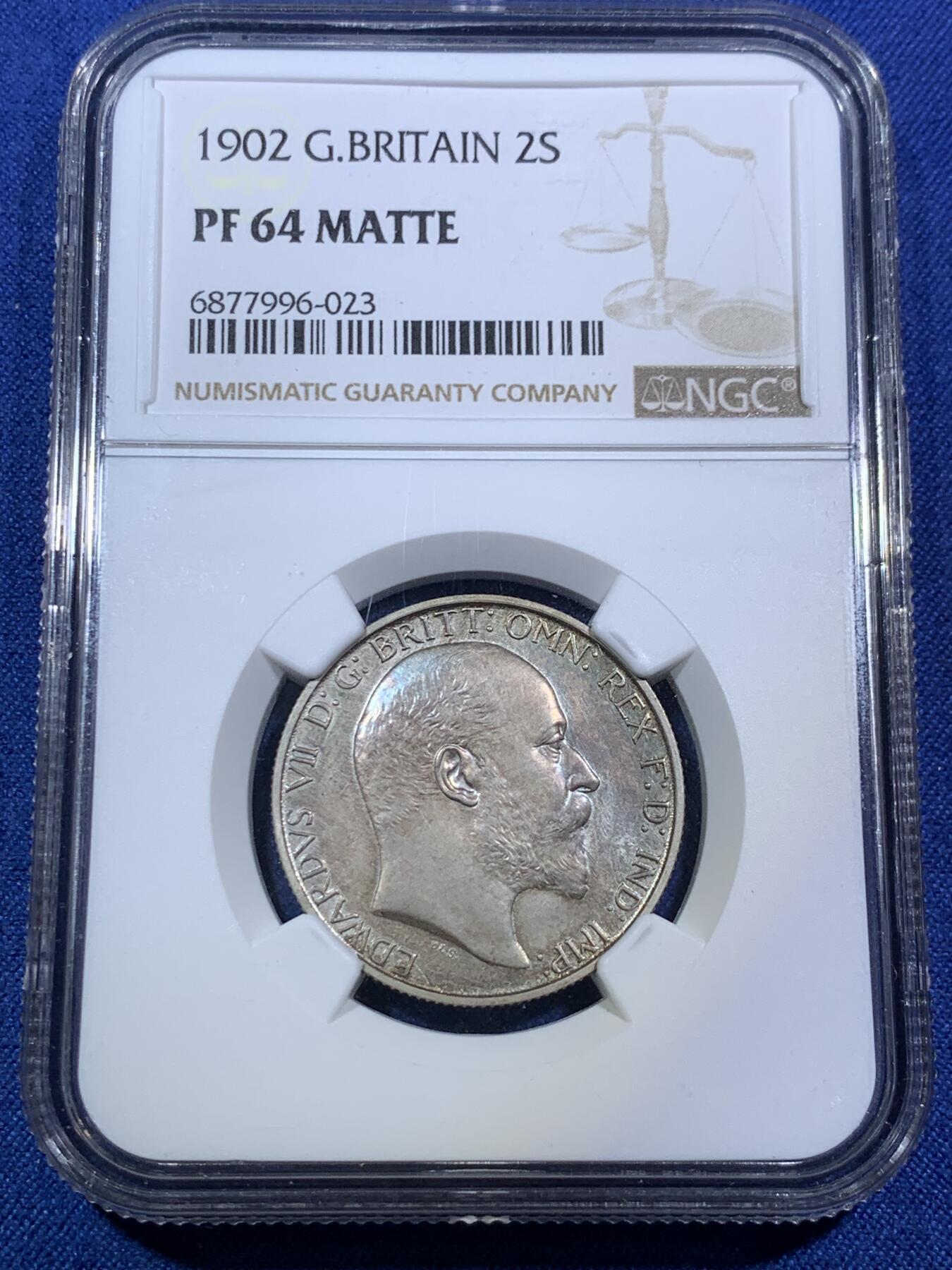 《竞宝斋》第294场- 周日，周一  2场连拍 （全场包邮） NGC PF64MATTE 英国 1902年 爱七 海神弗洛林